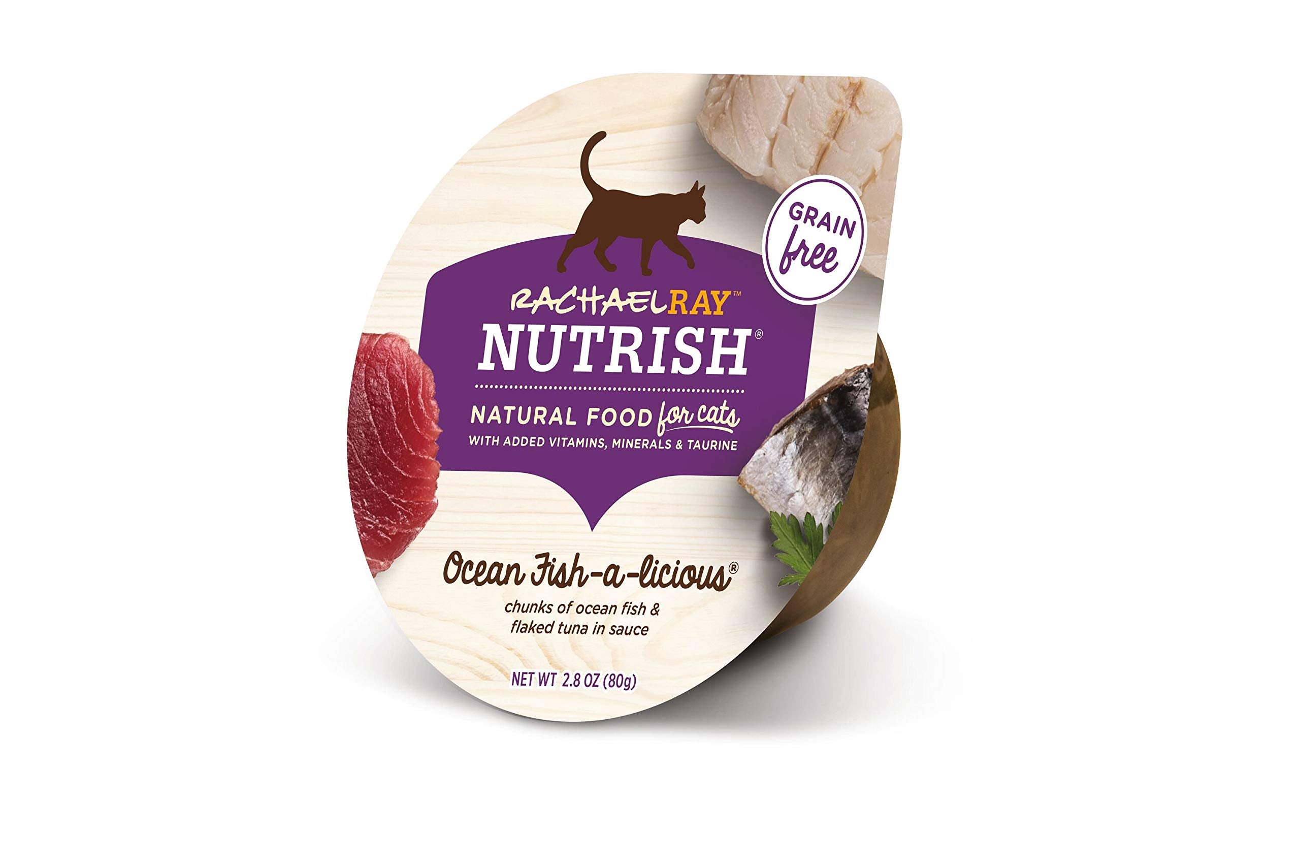 Rachael Ray Nutrish Natural Wet Cat Food with Added Vitamins, Minerals & Taurine, Ocean Fish-A-Licious Recipe, 2.8 Ounce Cup (Pa