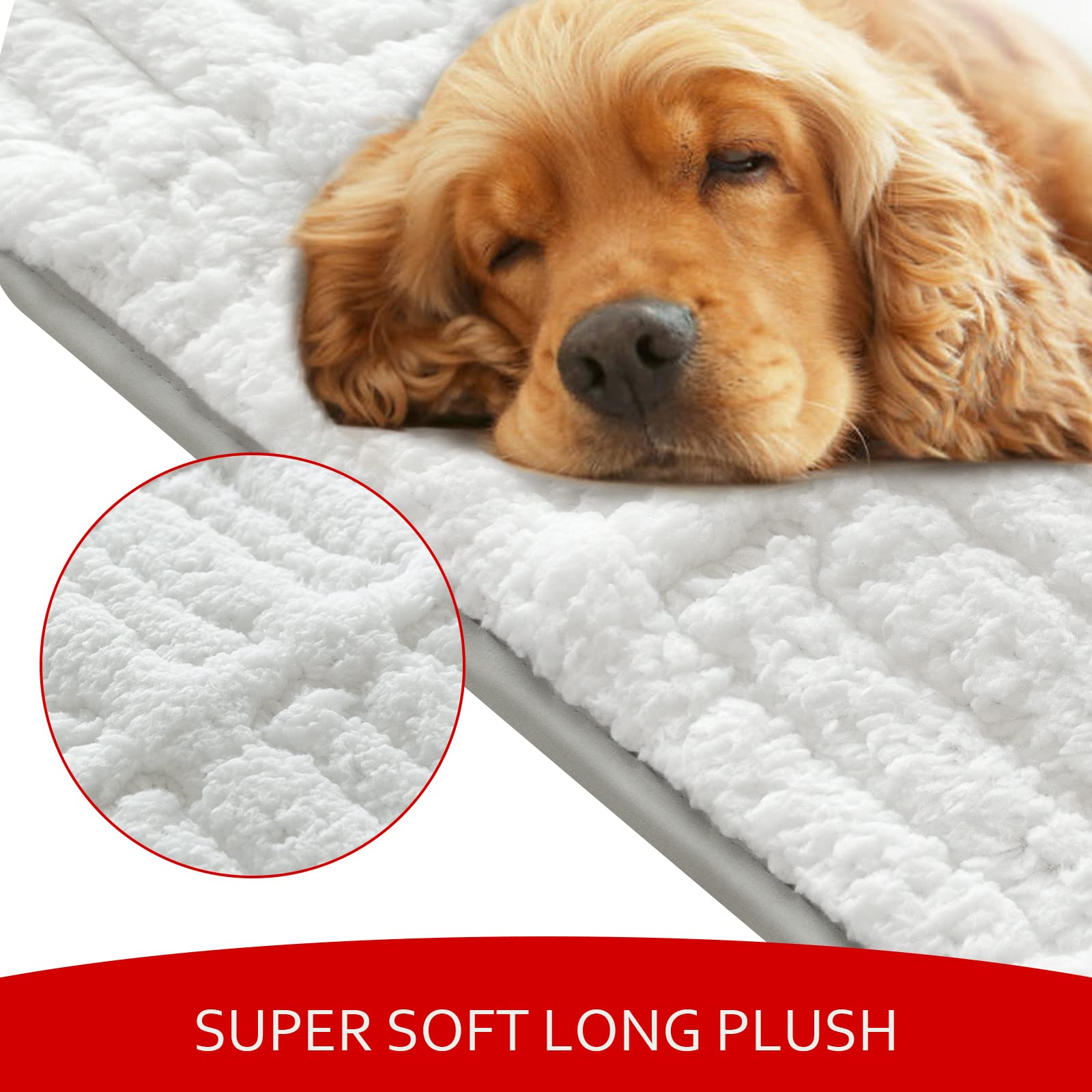 Moonsea Soft Plush Dog Bed Crate Mat, 48'' X 30'', Anti-Slip Bottom, Machine Washable, 3 Layers of Material for Ultimate Comfort