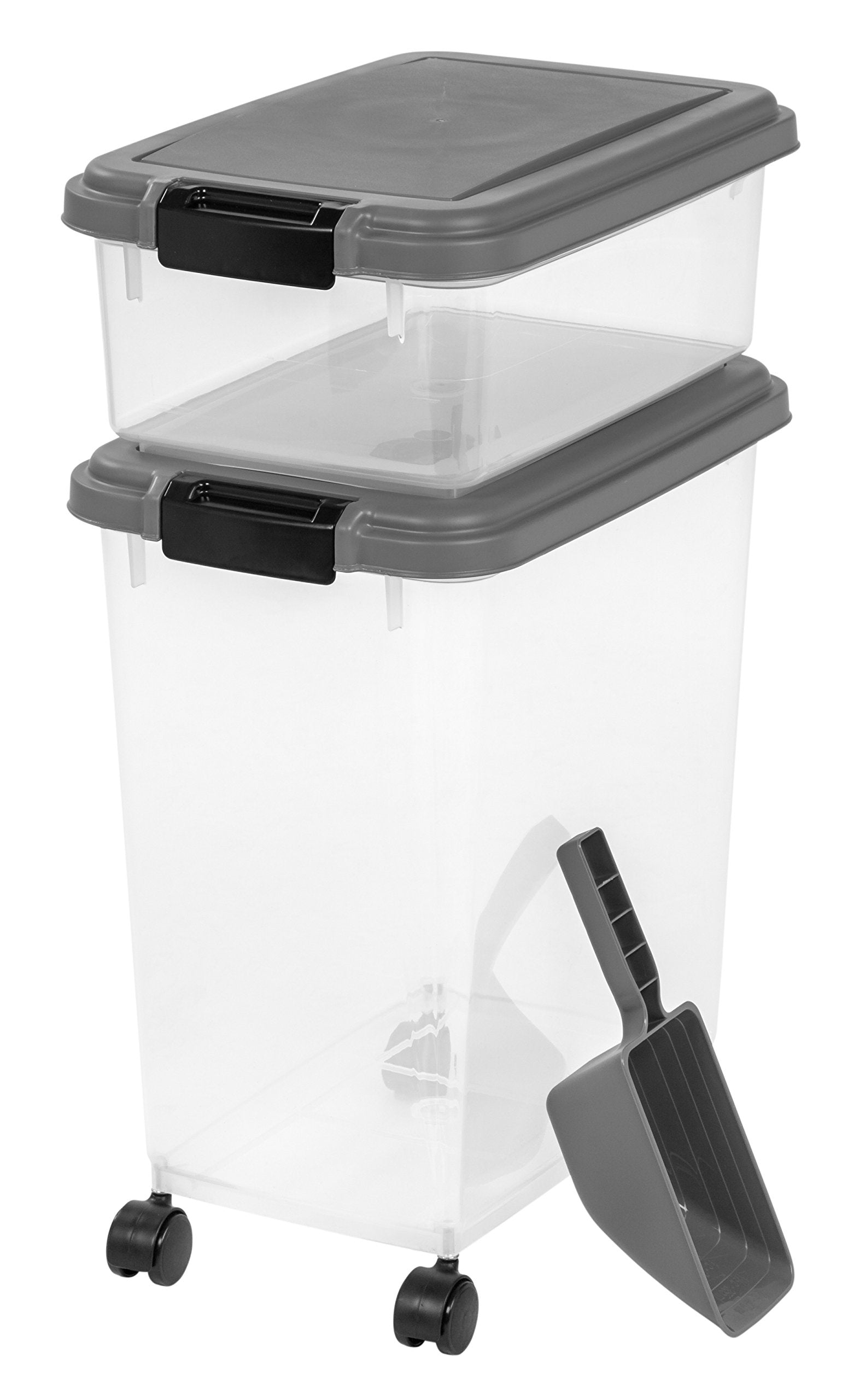 IRIS USA Dog Food Storage Container, 30 lbs & 11 lbs Combo, Cat Food Storage Container, Dog Treat Container, Airtight, Stackable