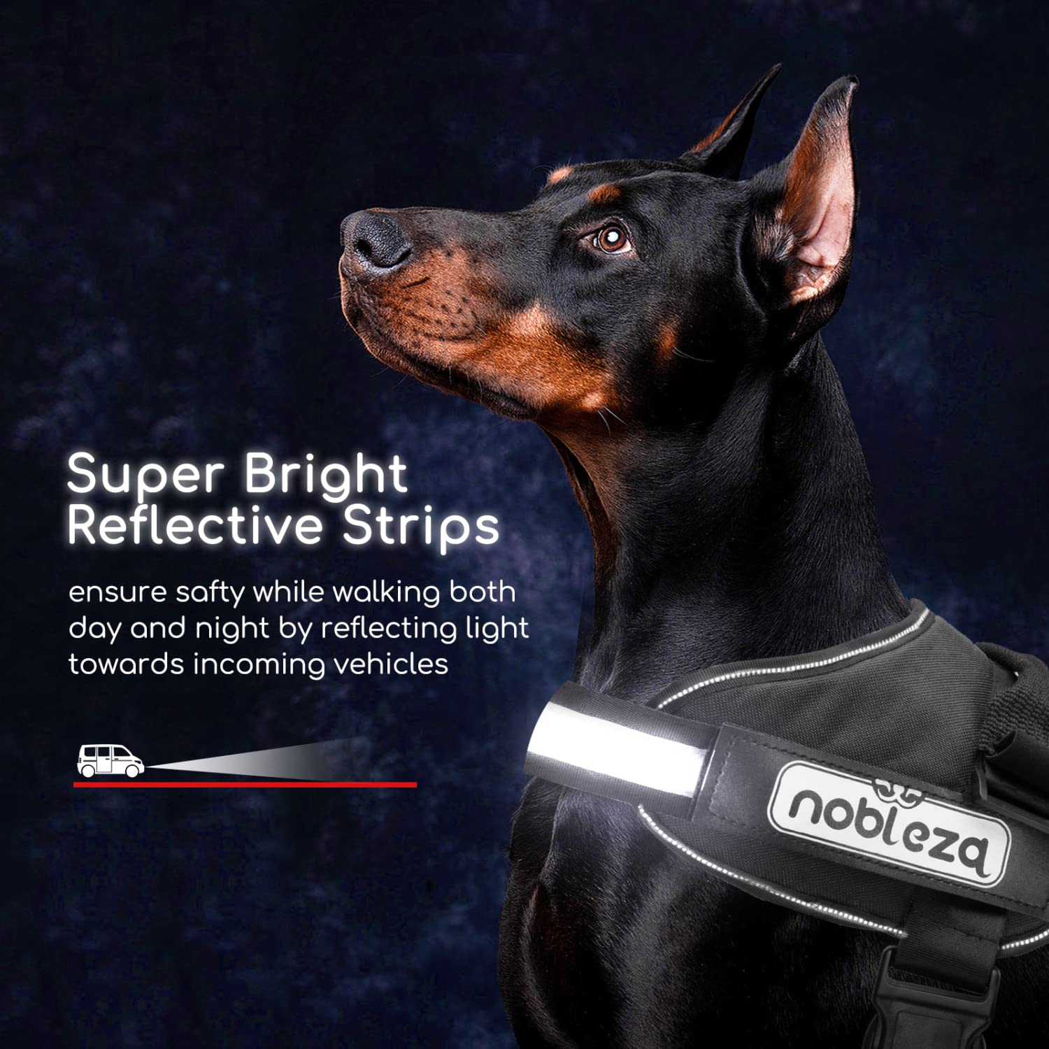 Nobleza Dog Vest Harness, Reflective No Pull Dog Harness with Handle and Soft Padding, Adjustable Easy On Grip Harness for Dogs