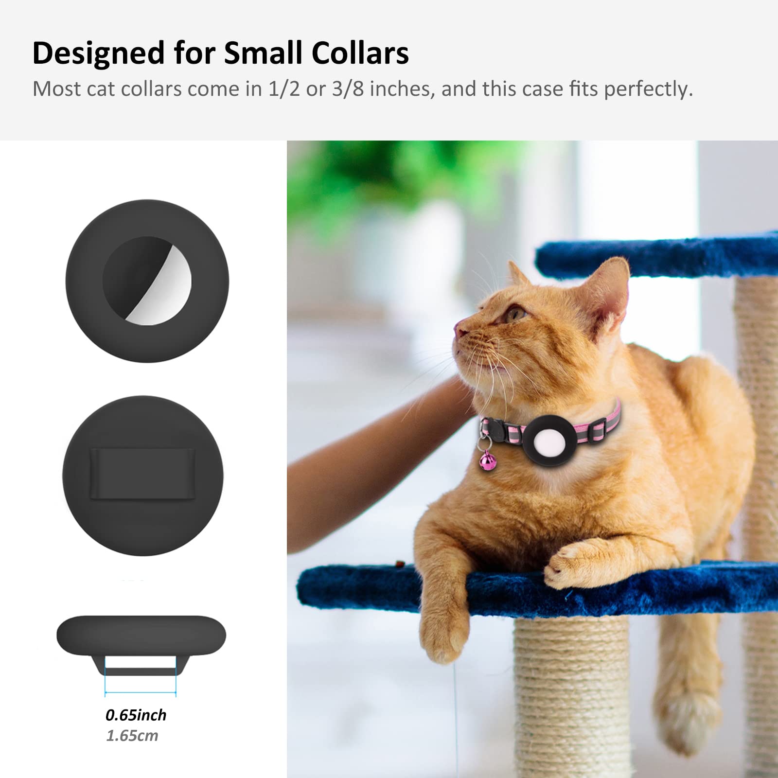 2022 Airtag Cat Collar Holder, Small Air Tag Compatible With Apple GPS Tracker, 2Pack Waterproof Case Cover for Pet Collar Withi