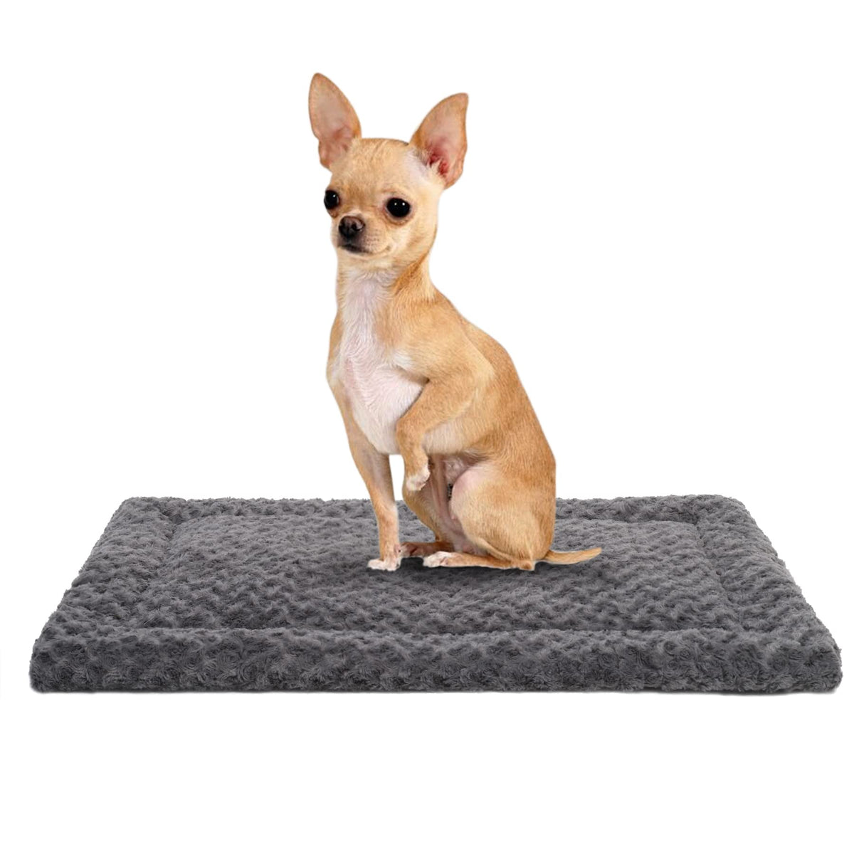 Washable Dog Bed Mat Reversible Dog Crate Pad Soft Fluffy Pet Kennel Beds Dog Sleeping Mattress For Large Jumbo Medium Small Dogs, 23 X 17 Inch, Gray