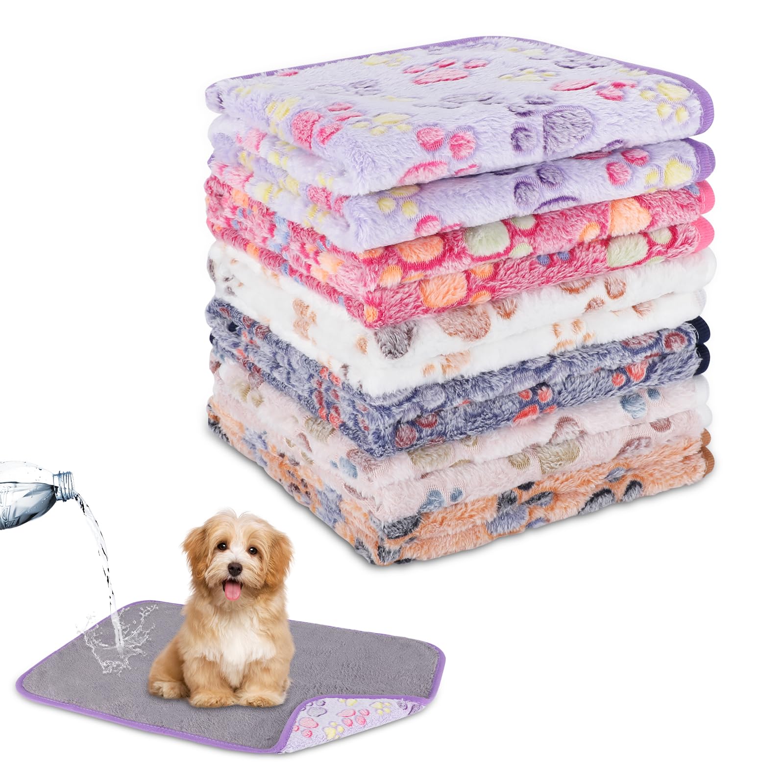 YUEPET Waterproof Dog Blankets, 6 Pack Washable Dog Blankets for Bed Couch Sofa Protector Fleece Flannel Puppy Blanket Soft Plus