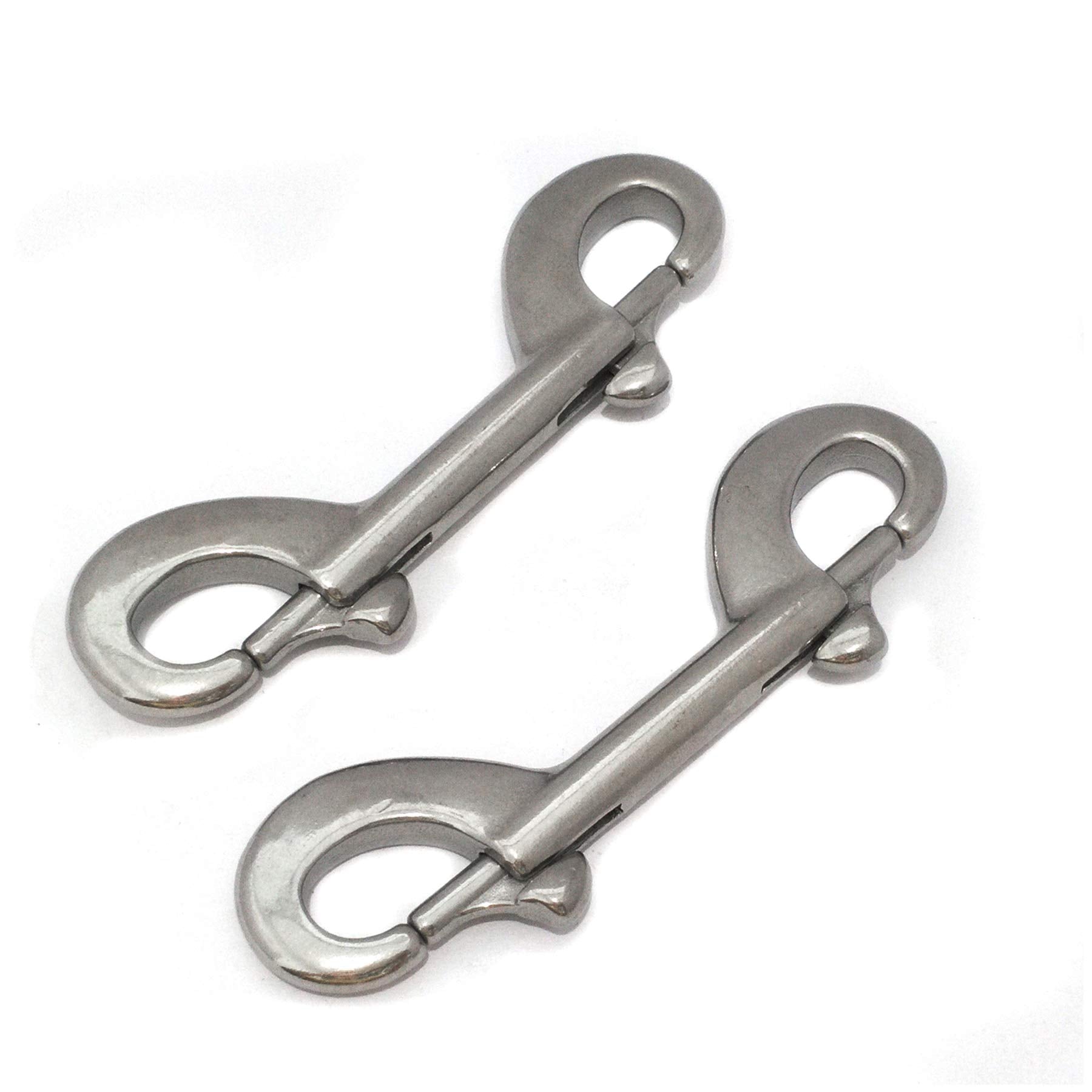 Pair Of 316 Ss Marine Grade 4-1/2''(115Mm) Double Ended Bolt Snap Hook Double End Snap Trigger Chain Diving Clips For Water Bucket/Dog Leash/Pet Feed Bucket/Pet Hammock (Silver)