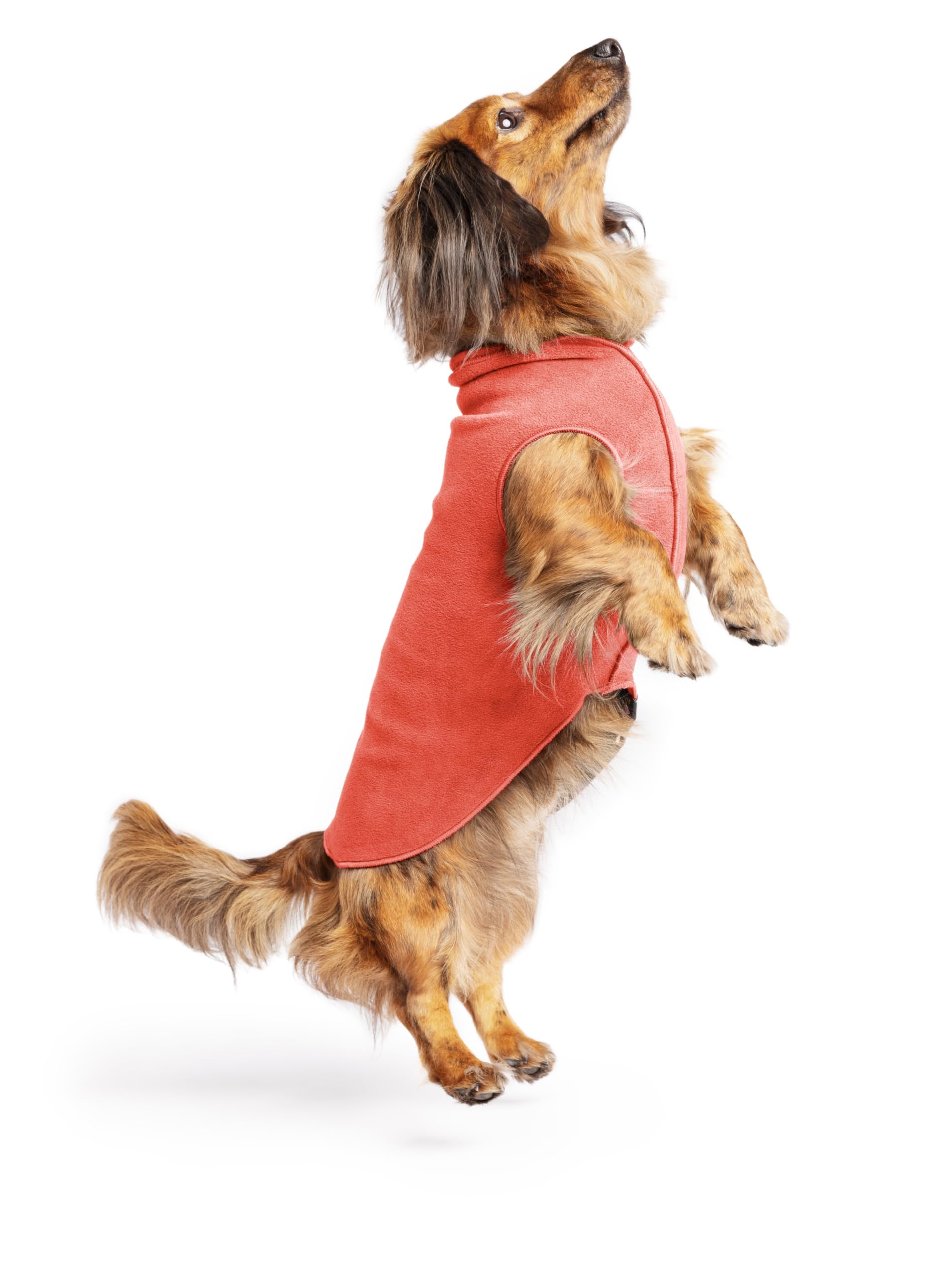 Gold Paw Stretch Fleece Dog Coat, Stretchy Pet Sweater, Machine Washable Pullover For Winter And Fall, Paprika, 12