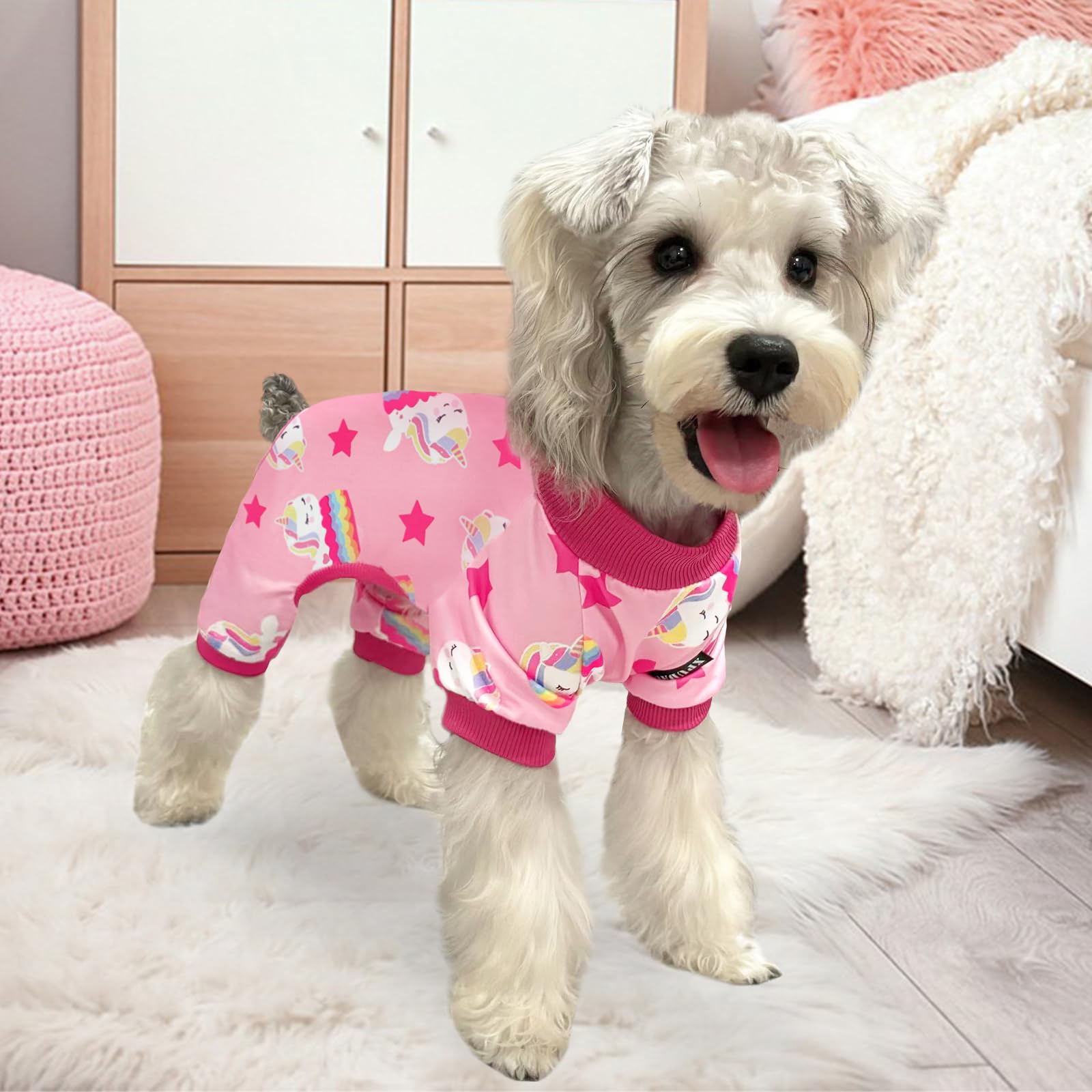 Xpudac 4 Pack Dog Pajamas Soft Strechy Duck Pink Print Puppy Clothes For Large Medium Dogs Girl Boy Cat Apparel-3X-Large