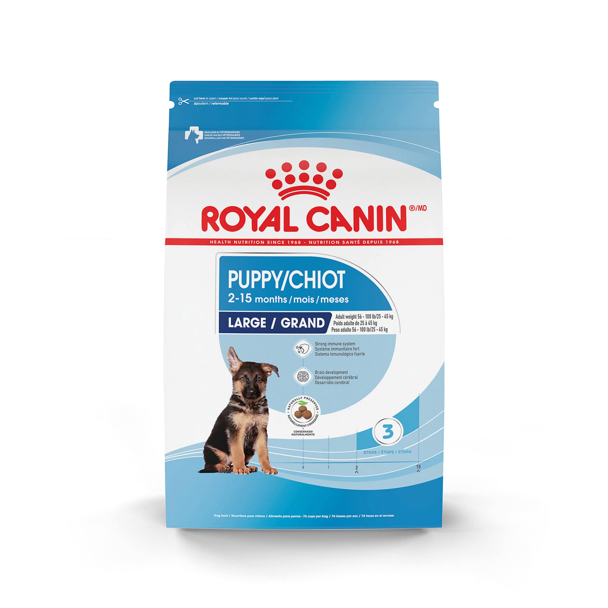 Royal Canin Size Health Nutrition Dry Large Breed Puppy Food, Supports Brain Development, Immune Support and Digestive Health, 3