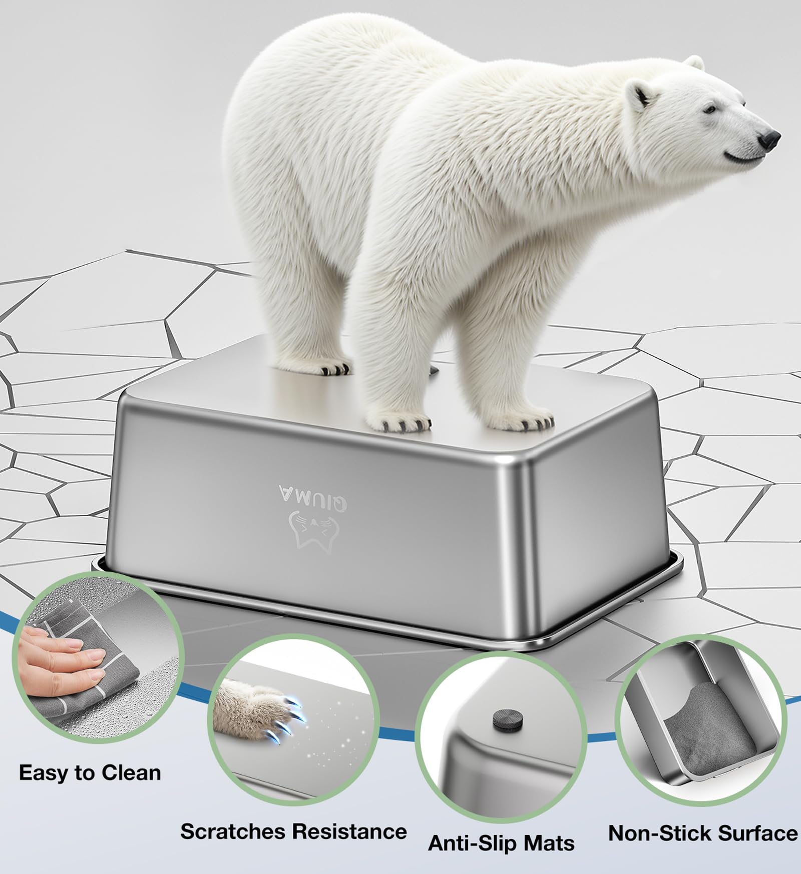 Stainless Steel Litter Box With Handle,Metal Cat Litter Box With High Sided For Big And Small Cats, Kitty Litter Boxes, Non-Stic