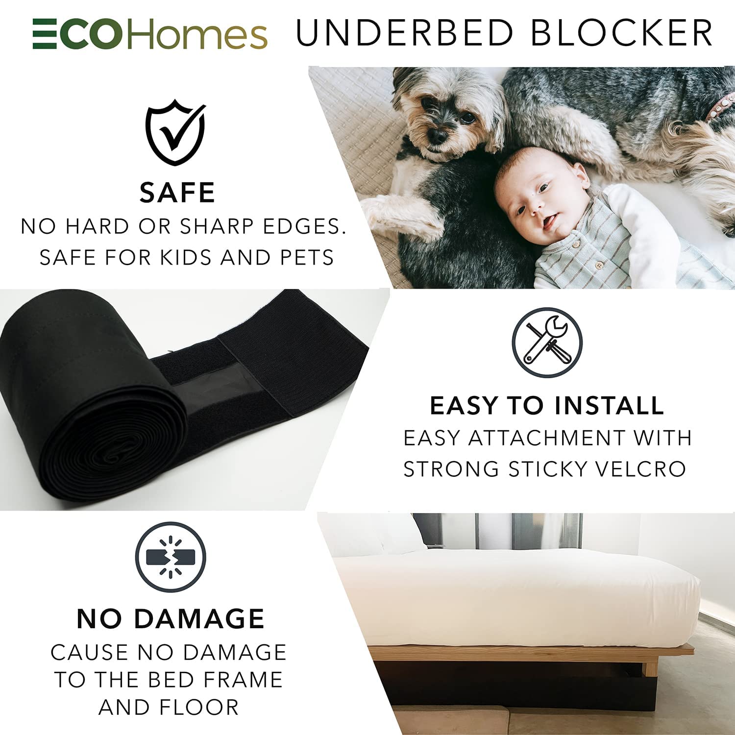 ECOHomes Under Bed Blocker for Pets - 13ft Bed Gap Blocker Keeps Toys & Pets Out from Under Furniture - Bumper for Dogs & Cats