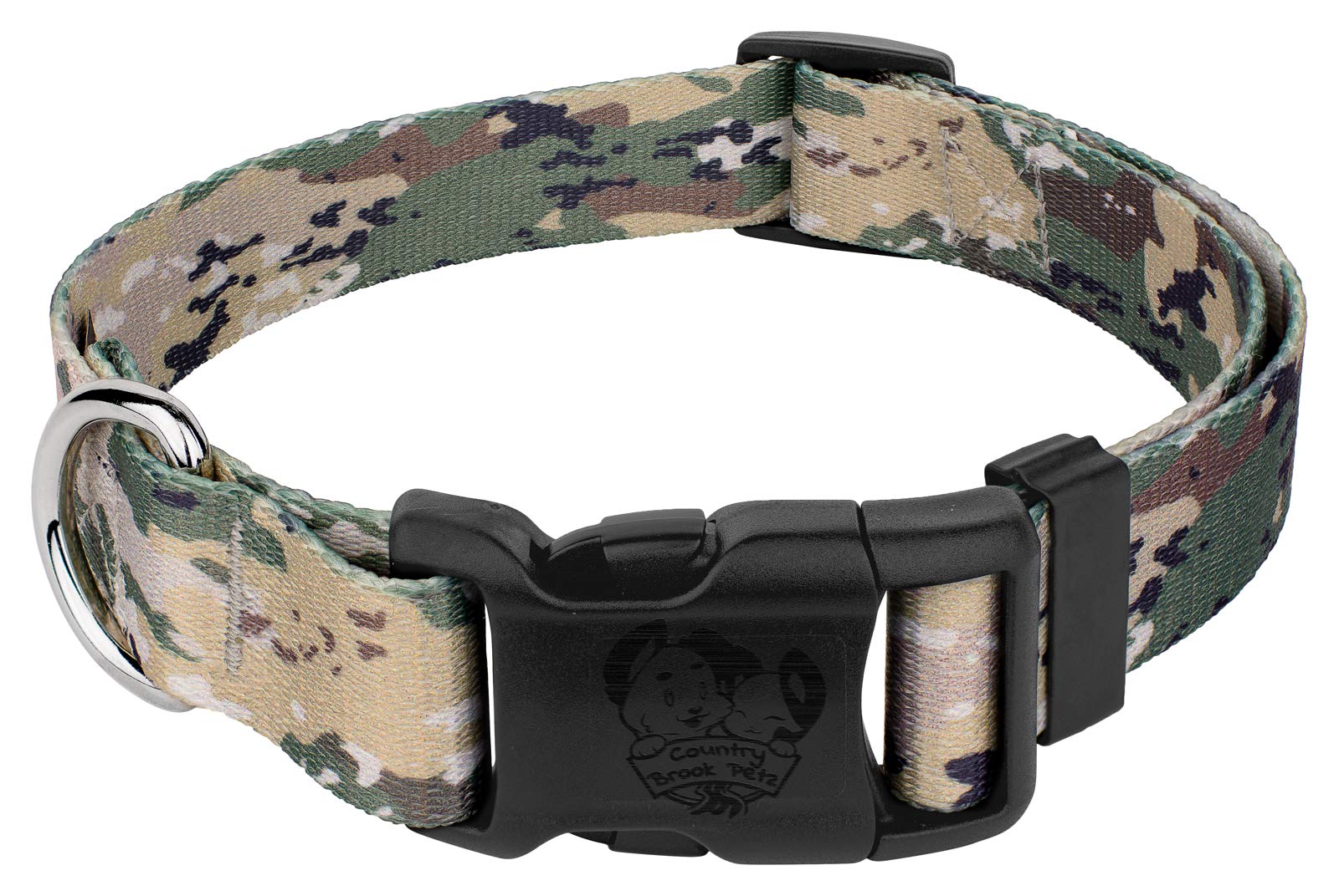 Country Brook Petz - Deluxe Mountain Viper Camo Dog Collar - Made In The U.S.A., Camouflage Collection Featuring Rugged Designs (1 Inch, Large)
