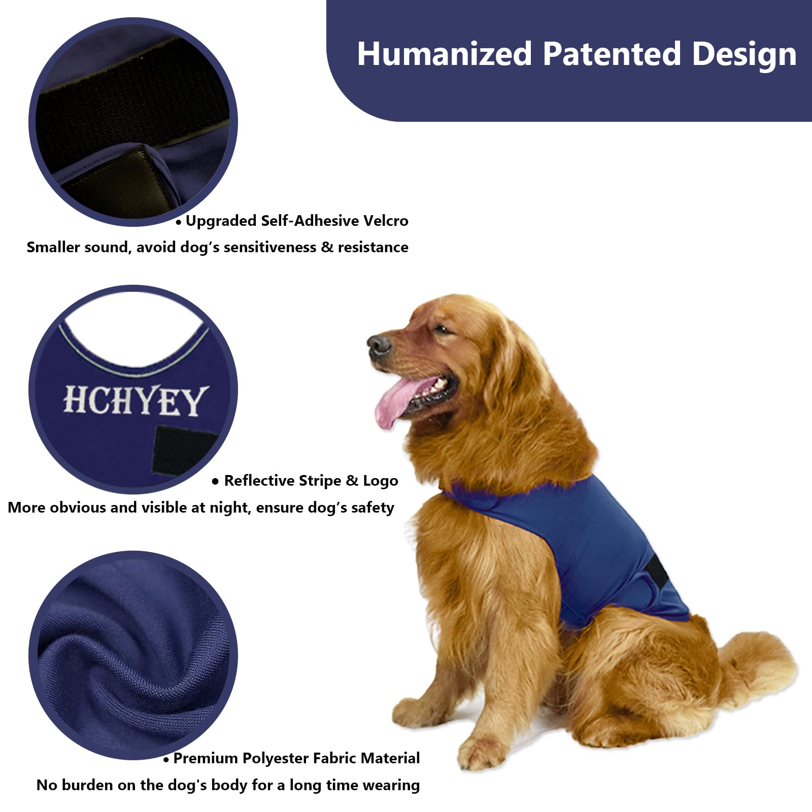 HCHYEY Dog Anxiety Jacket, Skin-Friendly Calming Shirt for Dogs- Dog Coat for Thunder, Firework and Separation - Keep Pet Calm W