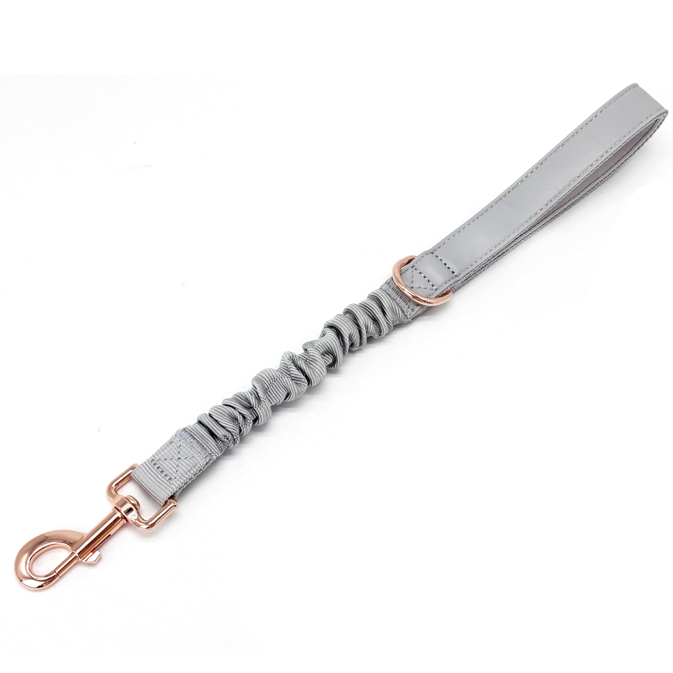 18'' Short Dog Leash Comfortable Soft Nylon Bungee Resistance Elastic Short Leash For Large And Medium Dogs (Grey, 18''-24'')