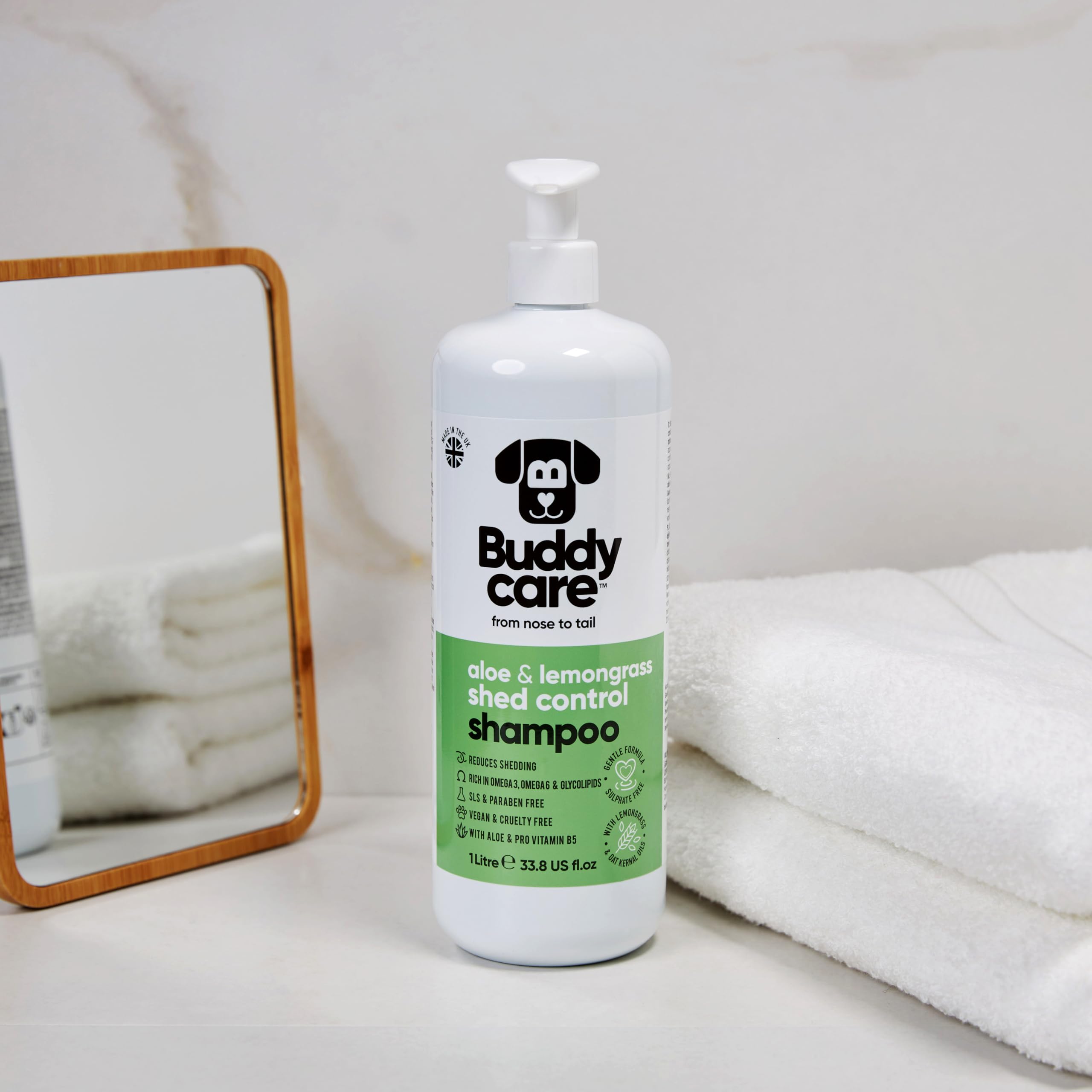 Shed Control Dog Shampoo By Buddycare | Aloe & Lemongrass Scented | With Aloe Vera And Pro Vitamin B5 (33.8Oz)