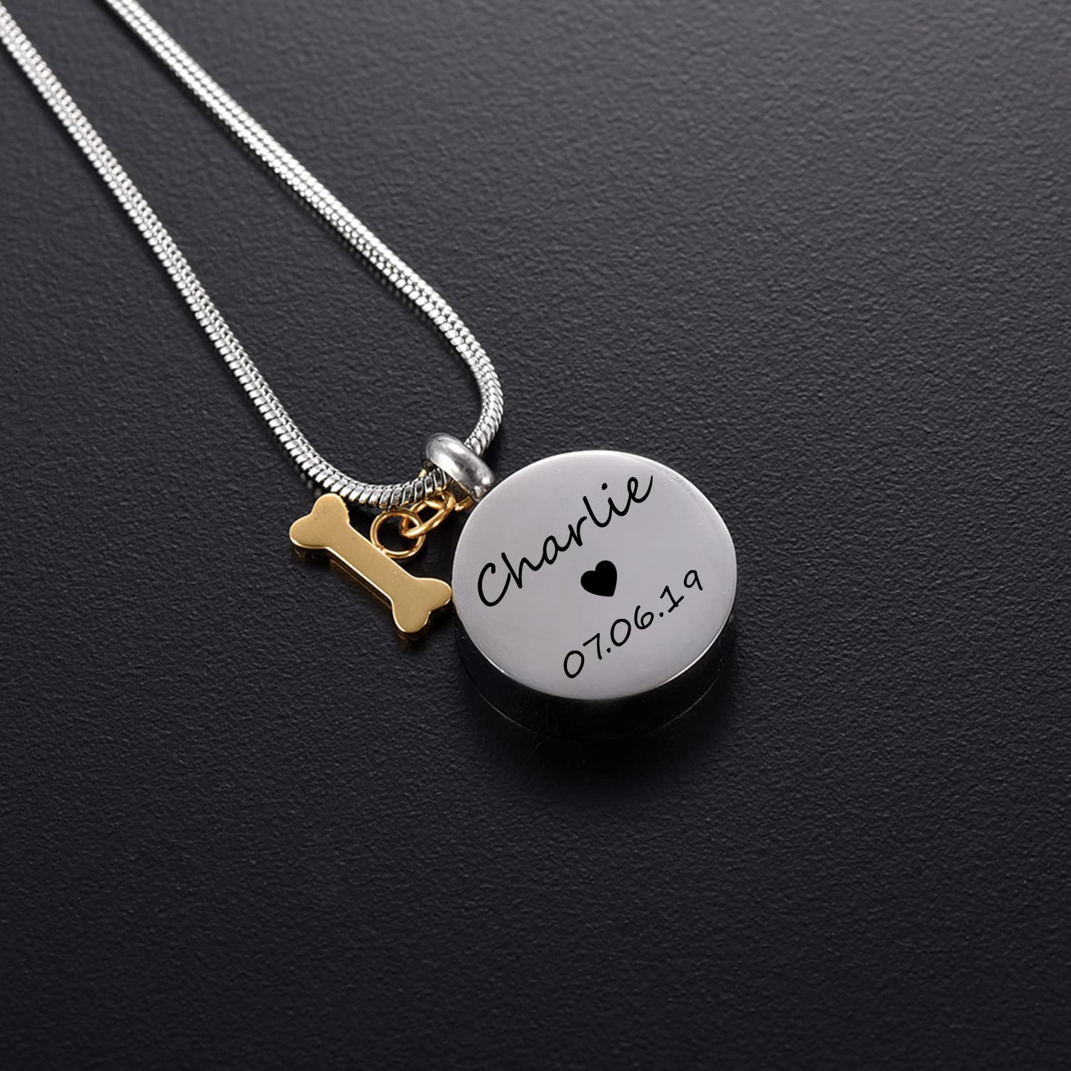 Ashes Necklace For Men Or Women Custom Dog Cremation Jewelry - Urns For Ashes Personalized Dog Urn Necklace For Pet Memorial - P