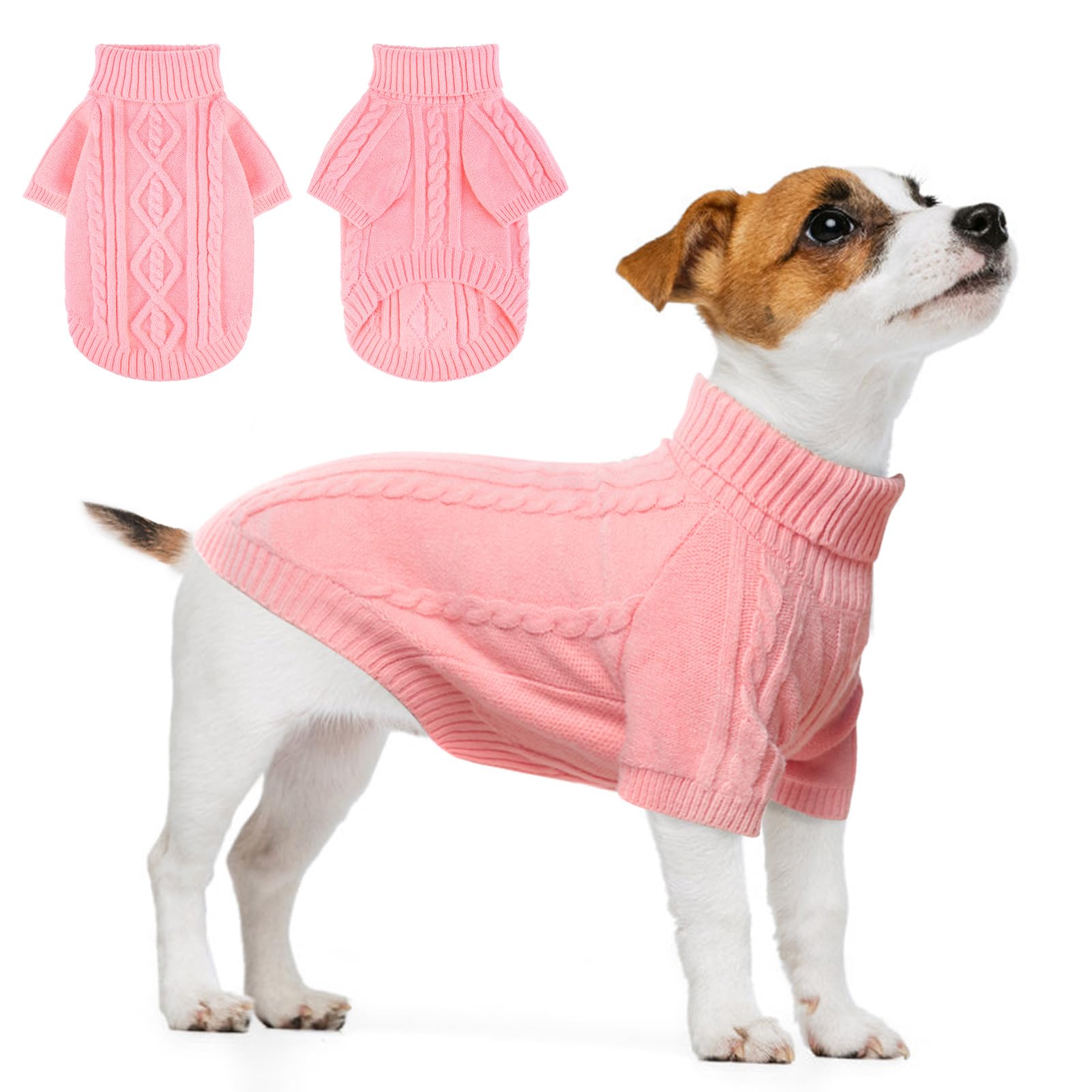 Beautyzoo Small Dog Sweater Female Male, Fleece Dog Winter Sweater For Small Girl Boy Dogs, Pink Warm Cute Puppy Pullover Sweate