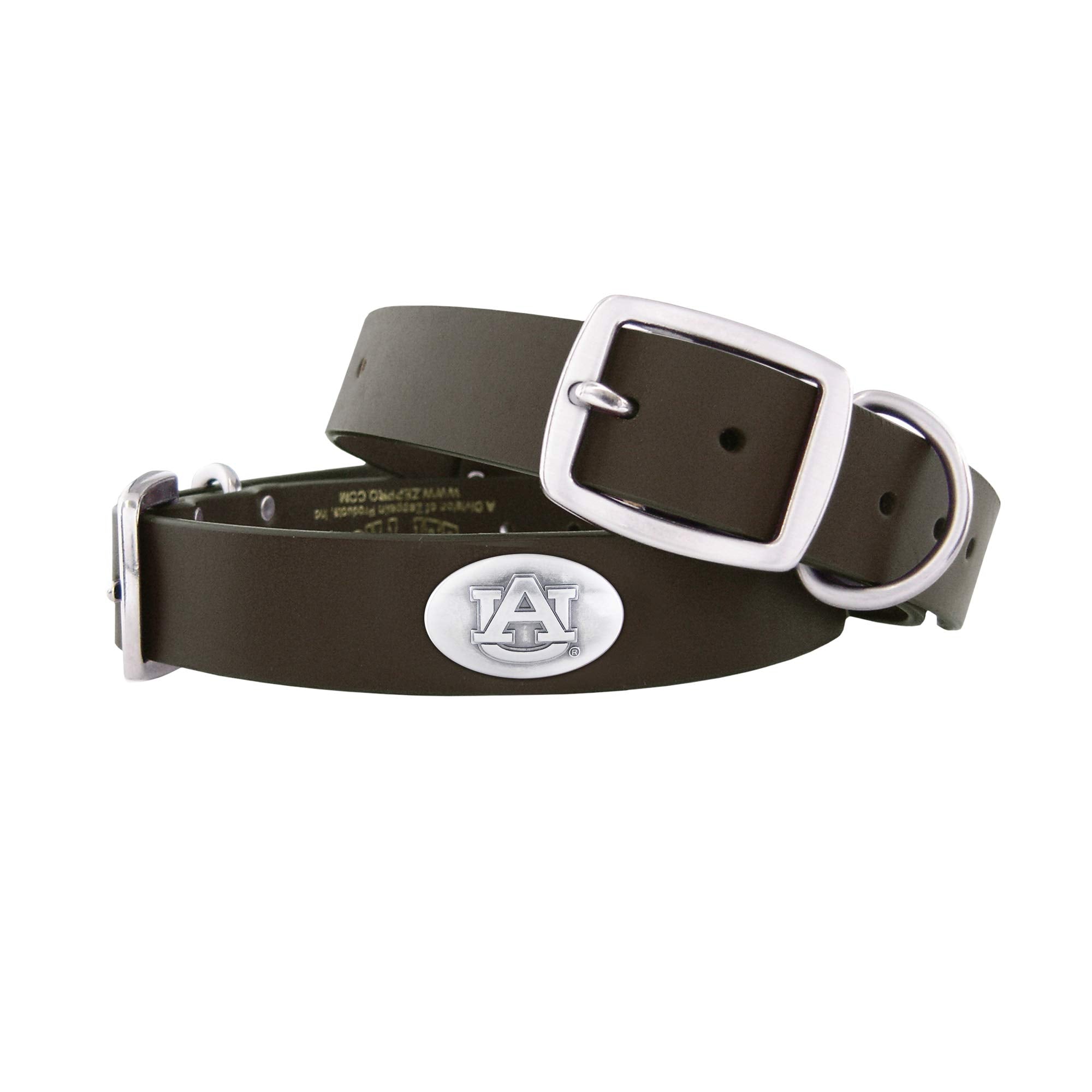 Zep-Pro Auburn Tigers Brown Leather Concho Dog Collar, Large