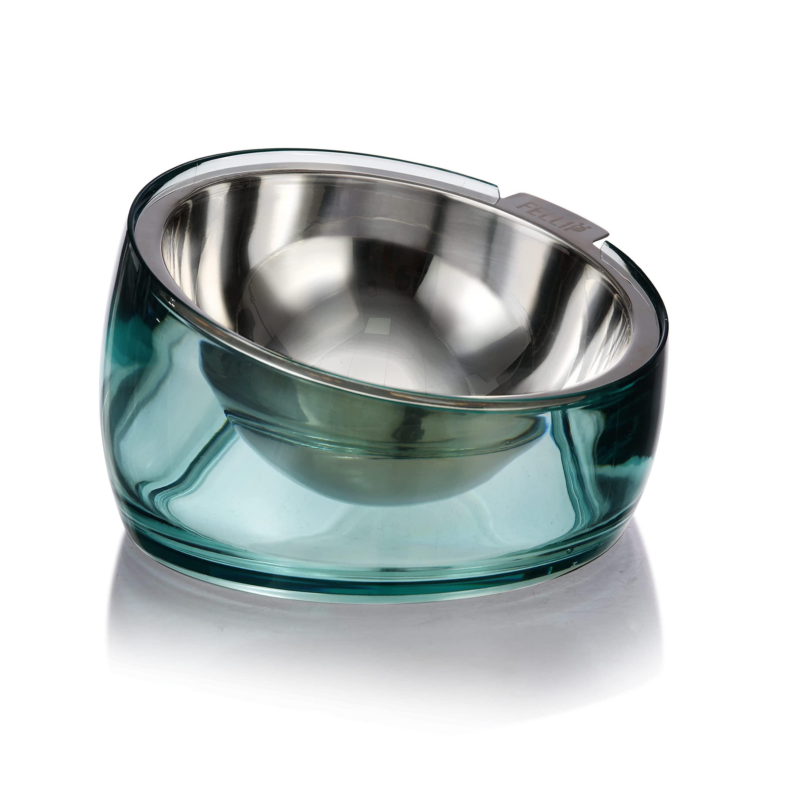 Felli Oblik Raised Pet Bowls for Small Short-Leg Dogs, Non Spill Stainless Steel Dish for Dishwasher Easy Clean, Angled Elevated