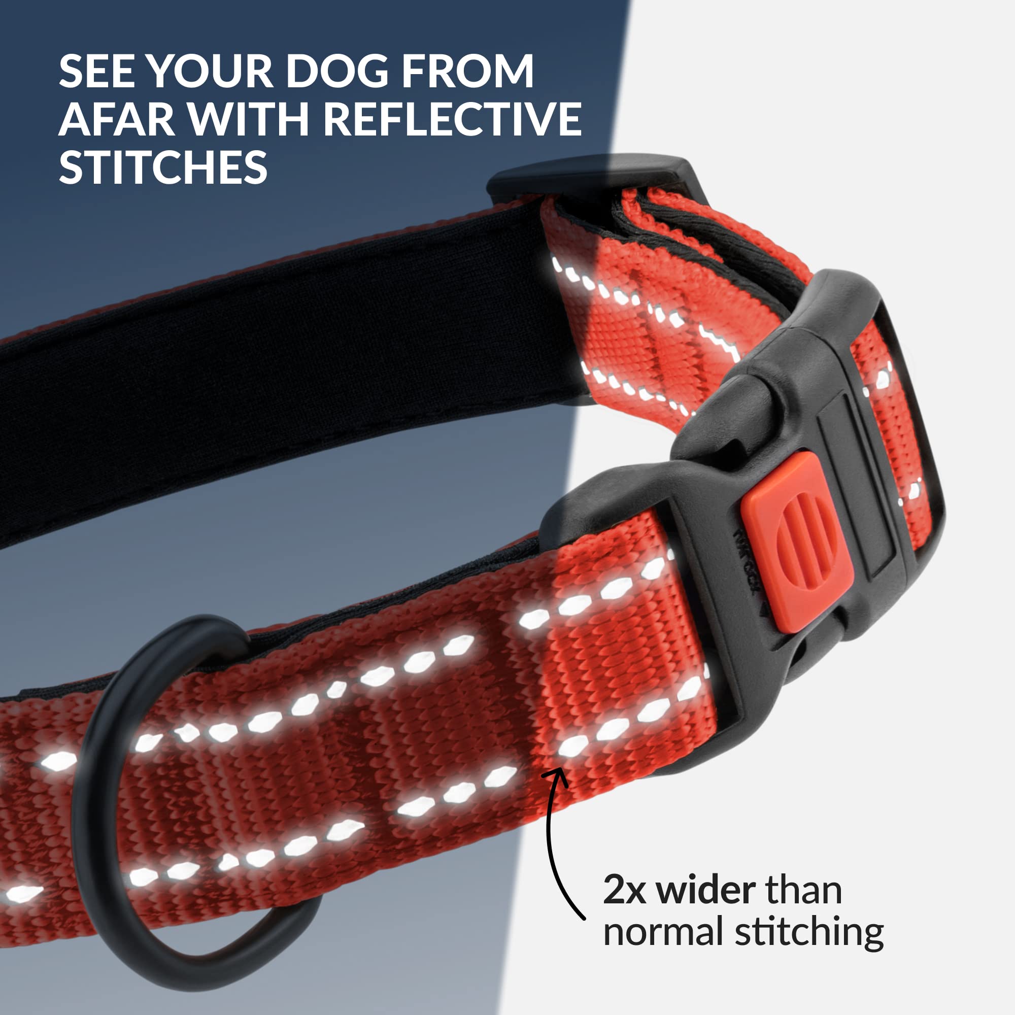 Collardirect Reflective Padded Dog Collar For A Small, Medium, Large Dog Or Puppy With A Quick Release Buckle - Boy And Girl - Nylon Suitable For Swimming (12-16 Inch, Orange)