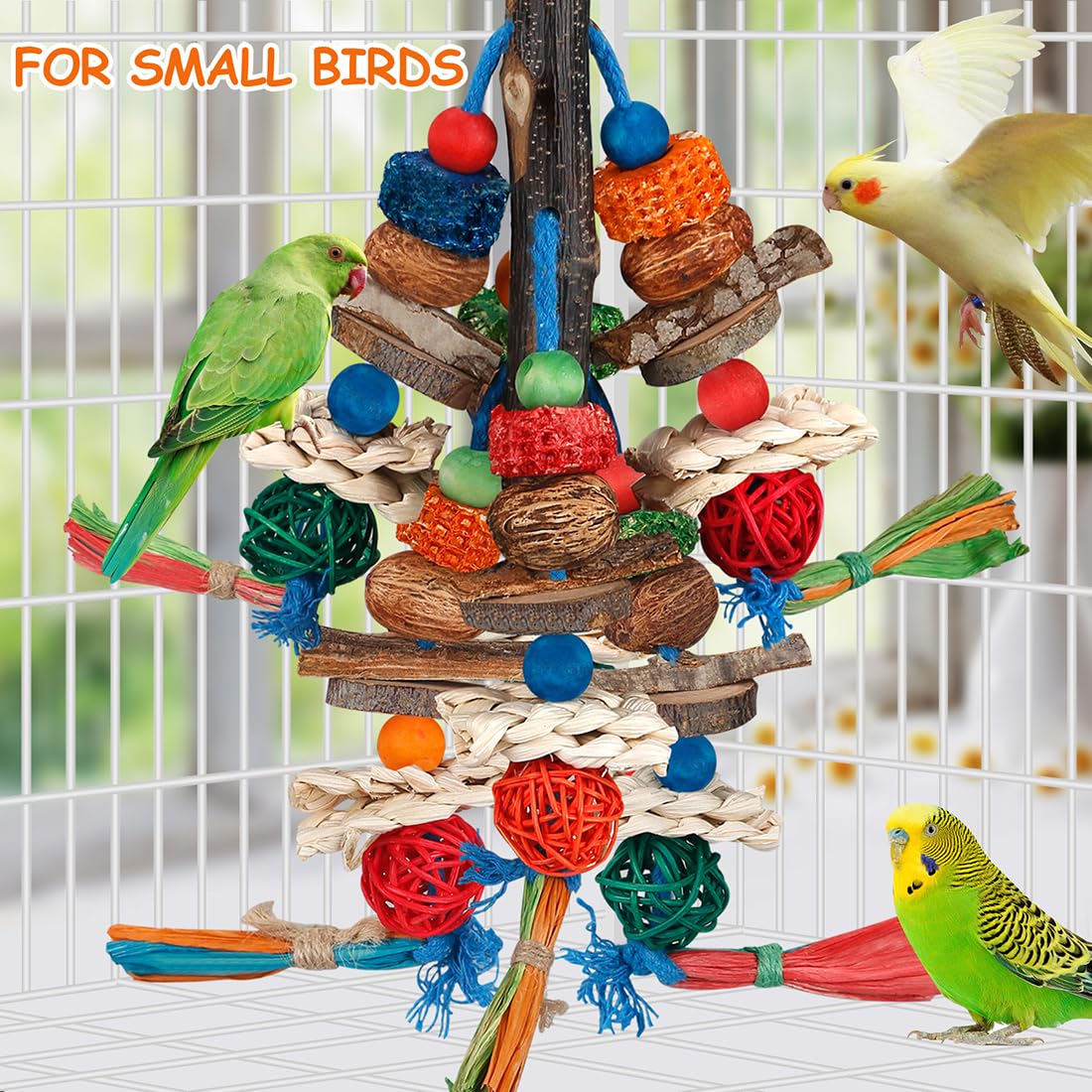 Bird Toys,Parrot Toys Exciting Chewing Fun for Parakeets,Cockatiels,Conures,Lovebirds,African Gray Cockatoos Amazon And Other Sm