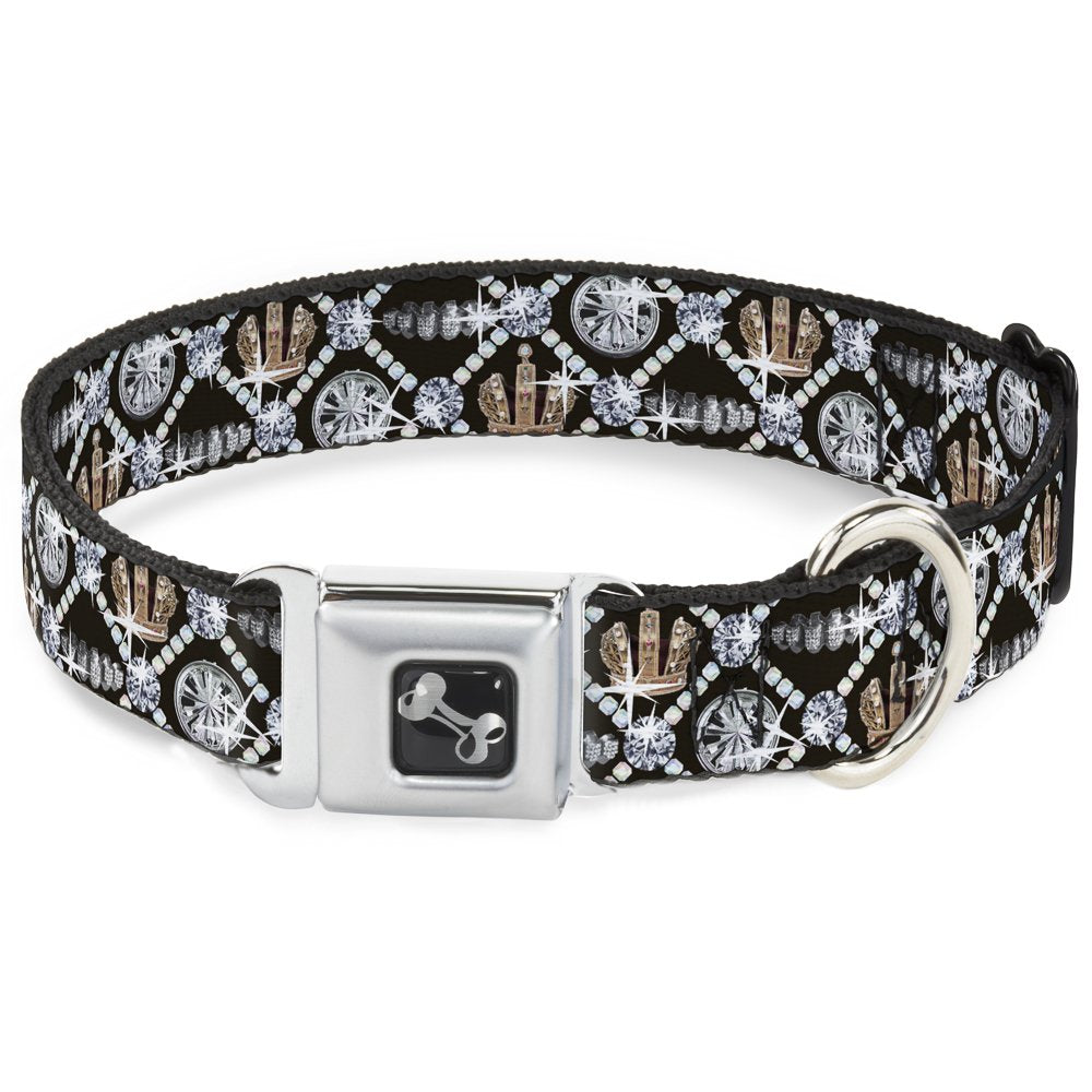 Buckle-Down Seatbelt Buckle Dog Collar - Bling - 1' Wide - Fits 15-26' Neck - Large