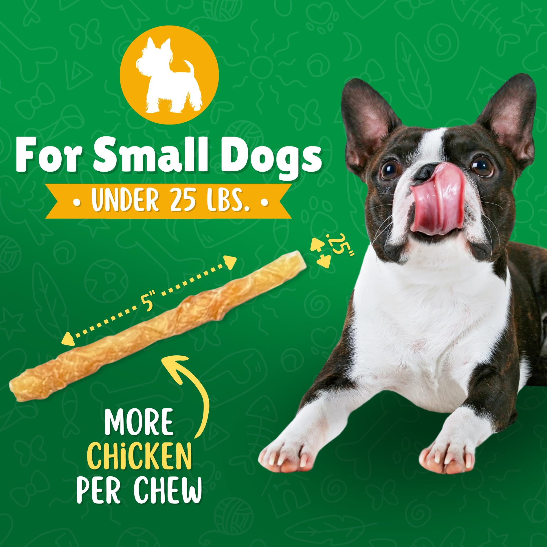 Chicken Wrapped Rawhide Dog Treats - 40ct. Rawhide Chew Sticks - Long Lasting Chews for Small Dogs Made in The USA with Natural
