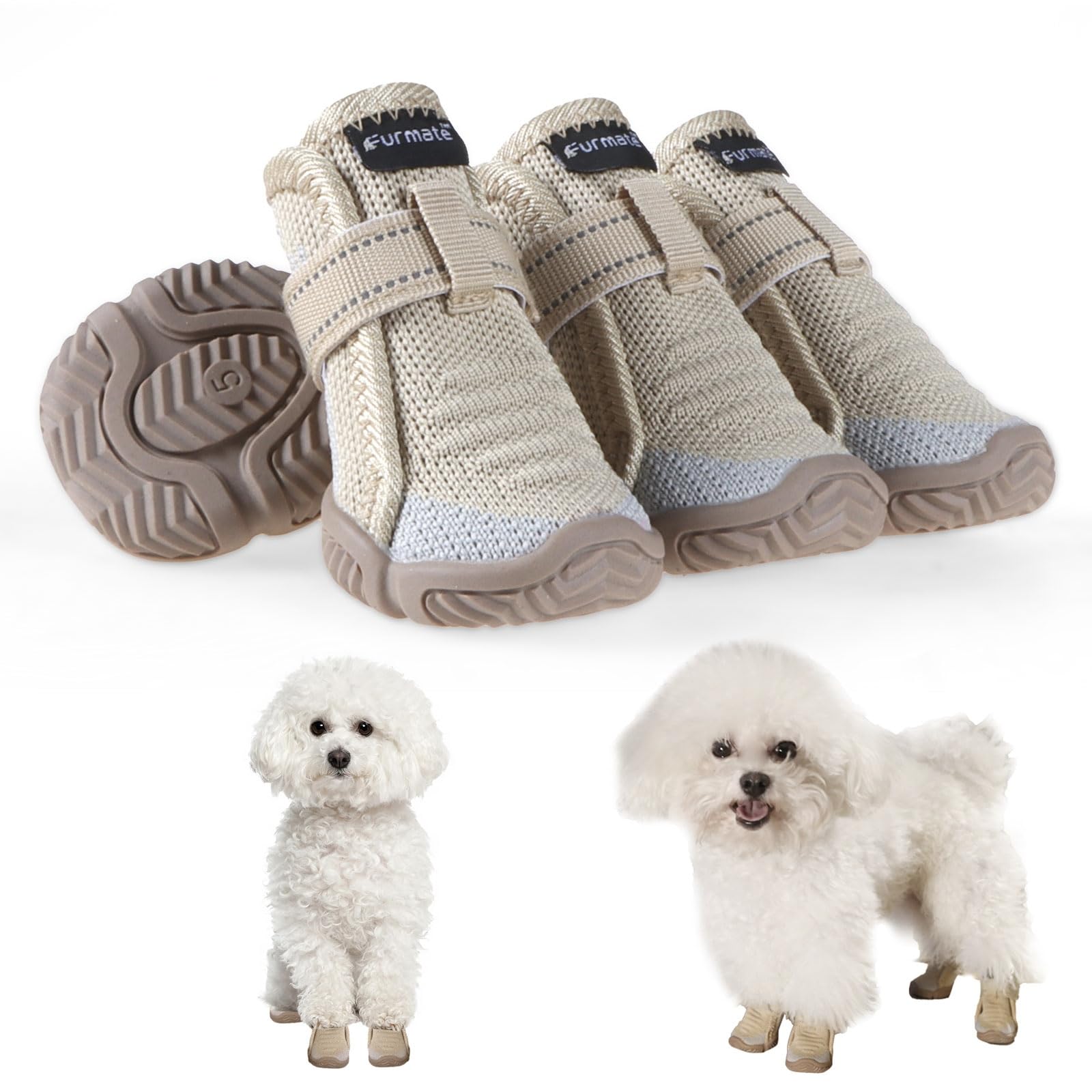 Furmate Dog Shoes For Small Dogs, Breathable Puppy Dog Boots & Paw Protectors For Summer Hot Pavement Winter Snow, Dog Booties W