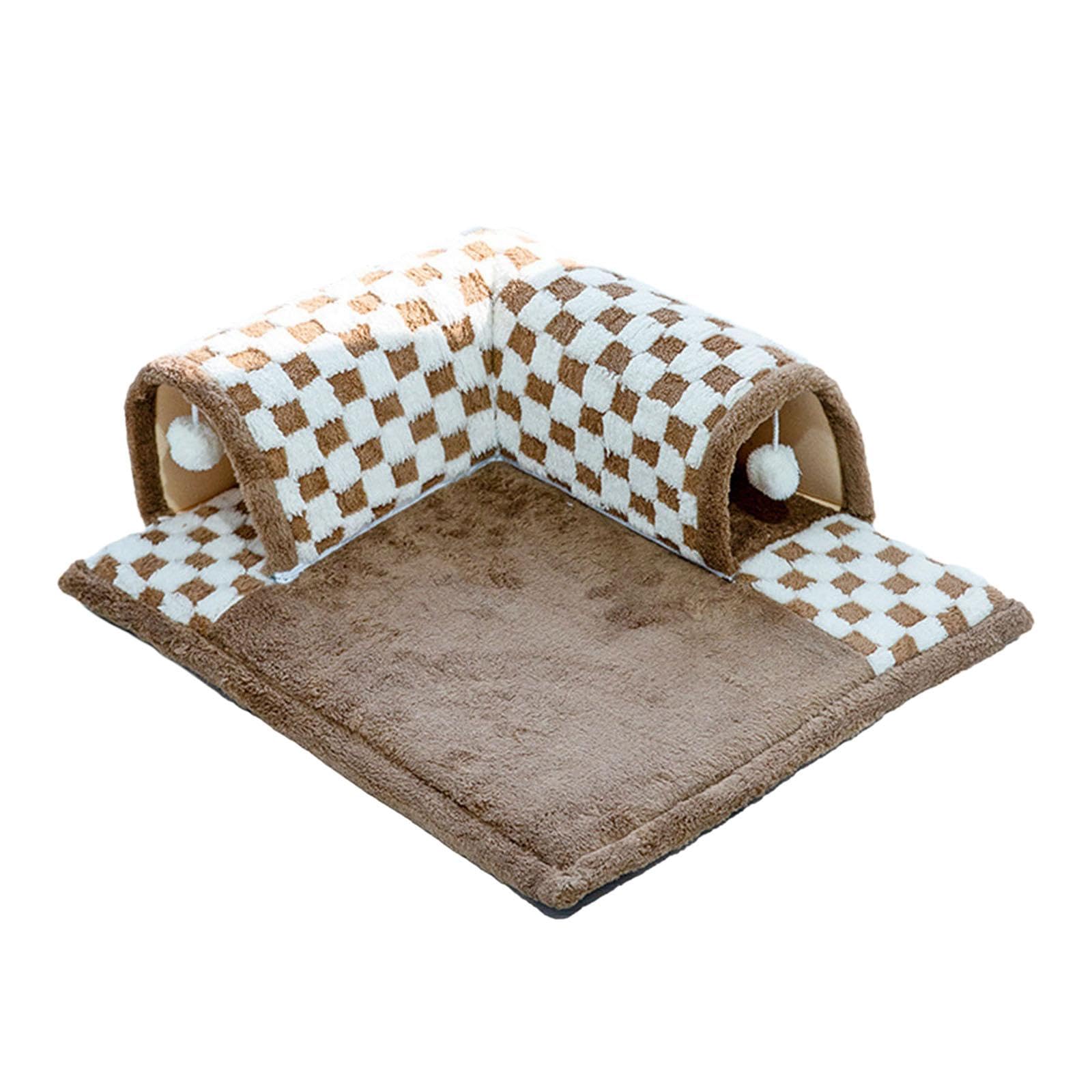 Ilsmysutra Creative Pet Cat Tunnel Bed Durable Interactive Toy For Cats Hamster Outdoor Brown | Cat Supplies | Toys