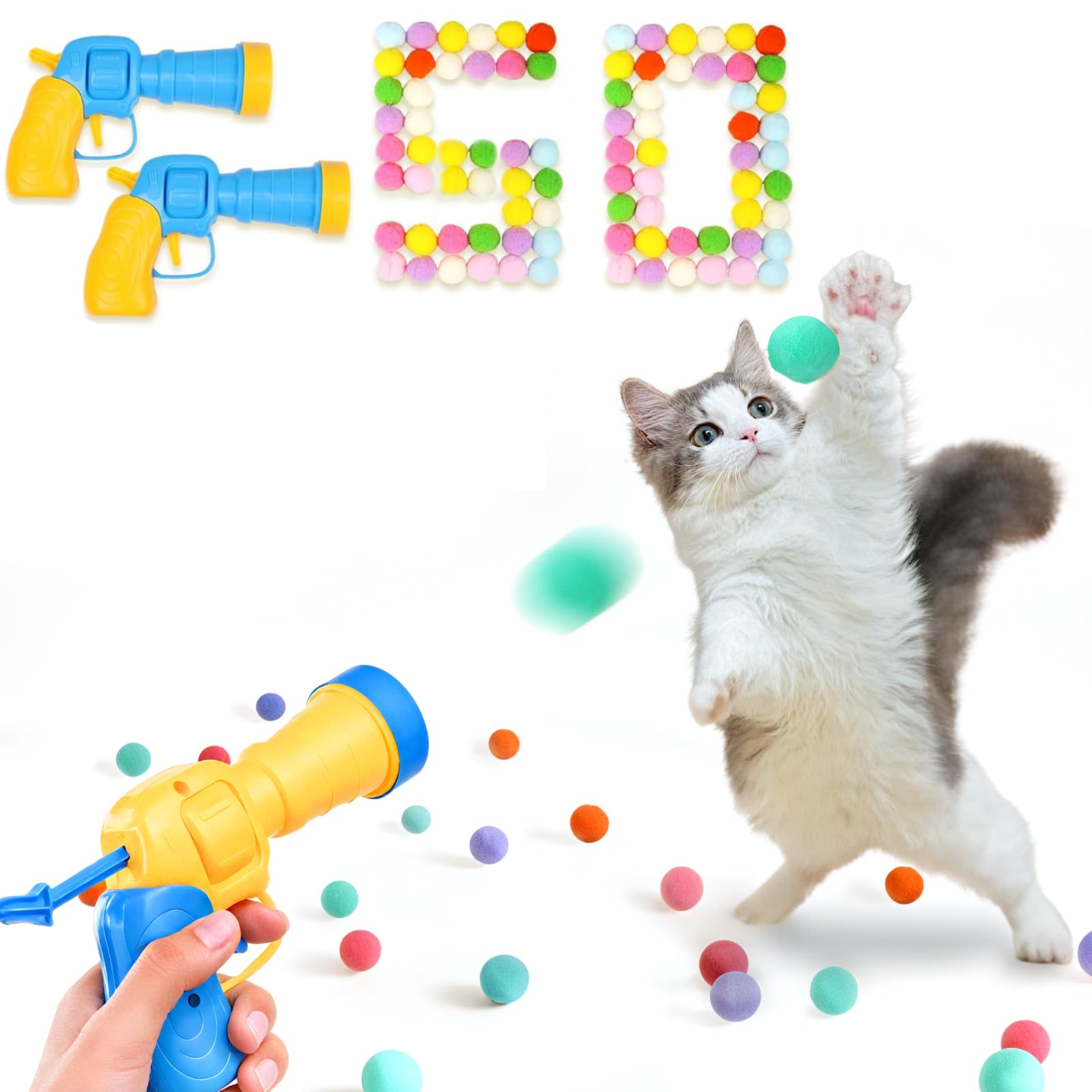 Kalimdor Cat Toy Ball Launcher,Interactive Cat Toys For Indoor Cats Adult Cats With Plush Balls, Kitten Toys Indoor Cat Exercise