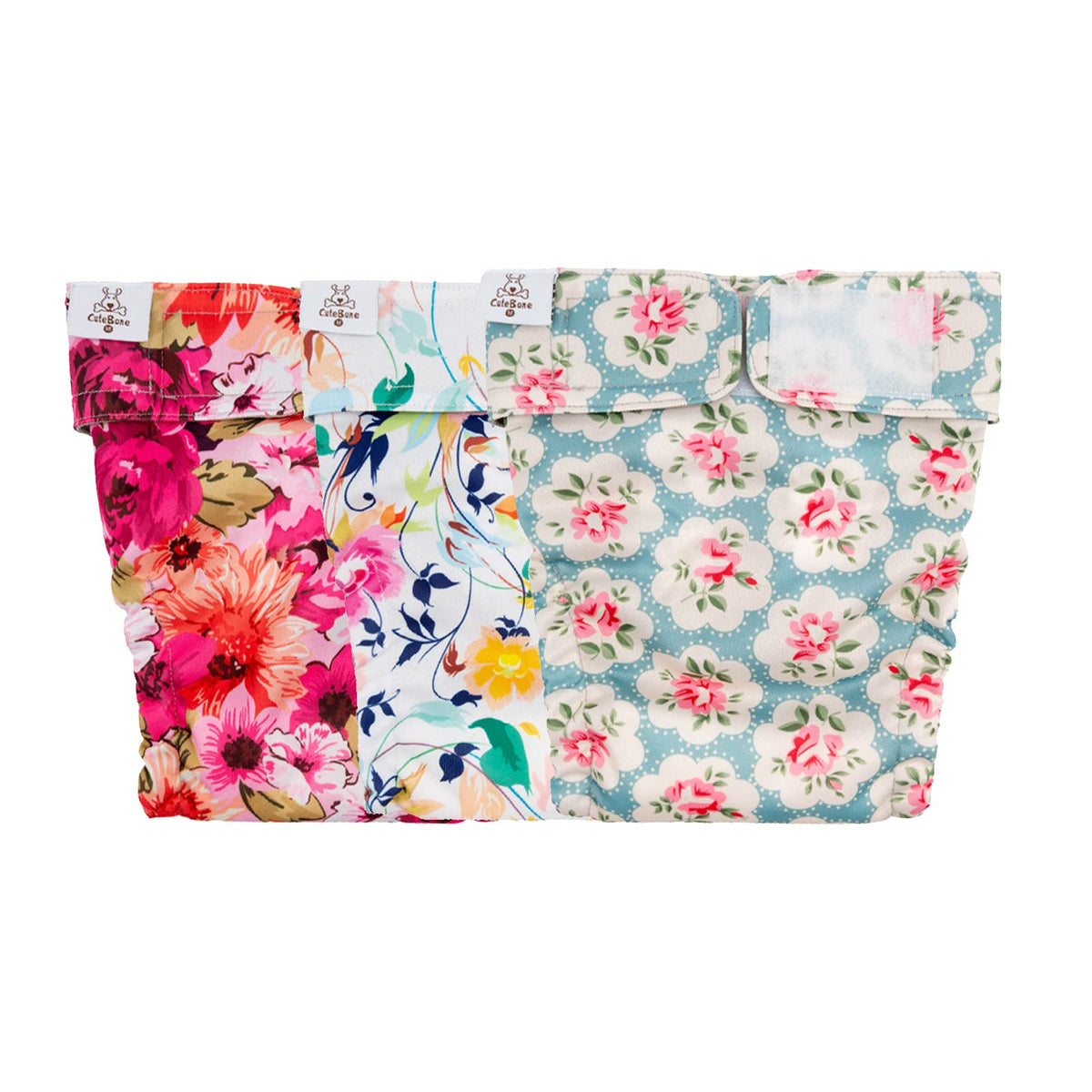Cutebone Washable Dog Diapers Female 3 Pack Puppy Training Pants For Docked-Tail Dogs Wwd02M
