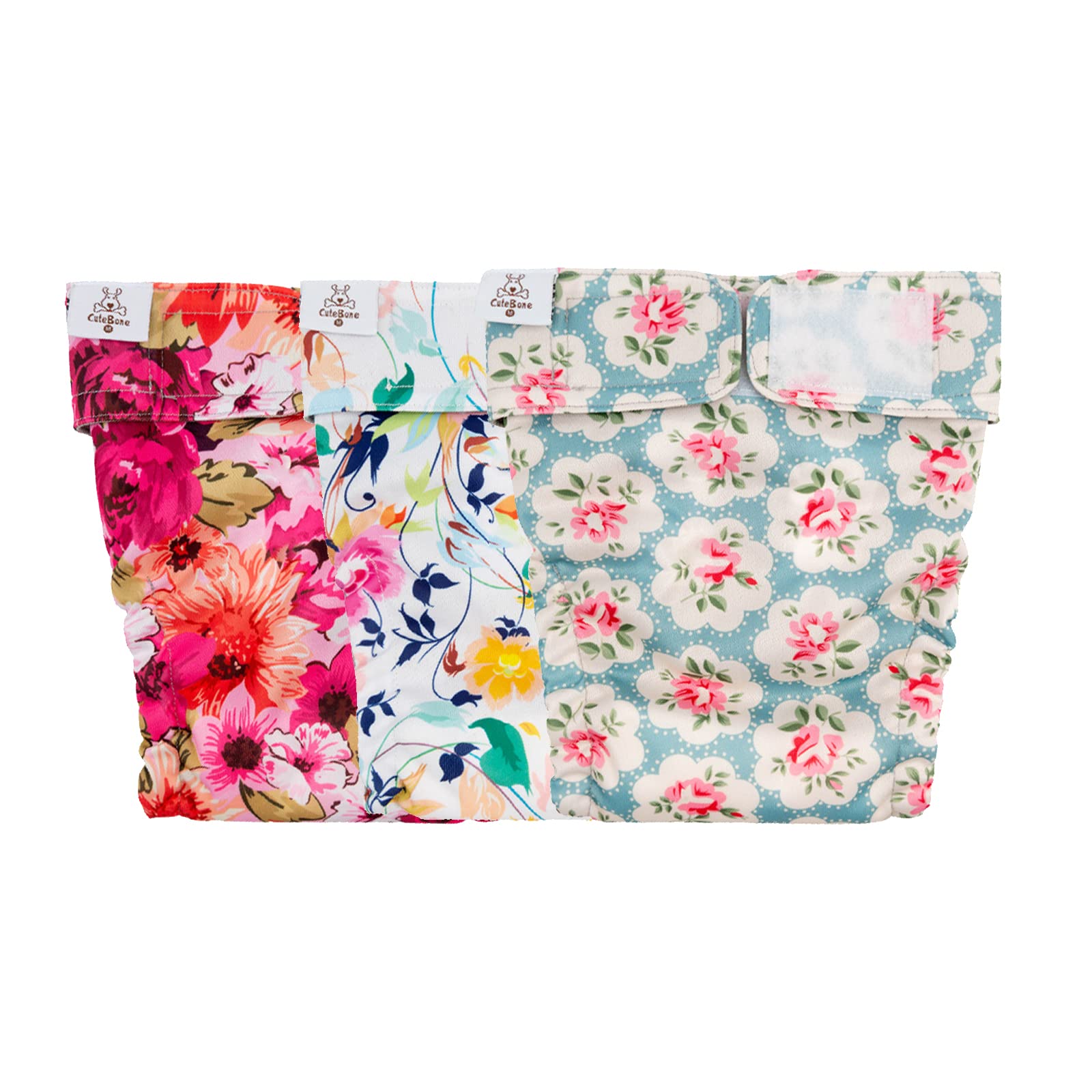 Cutebone Washable Dog Diapers Female 3 Pack Puppy Training Pants For Docked-Tail Dogs Wwd02Xl