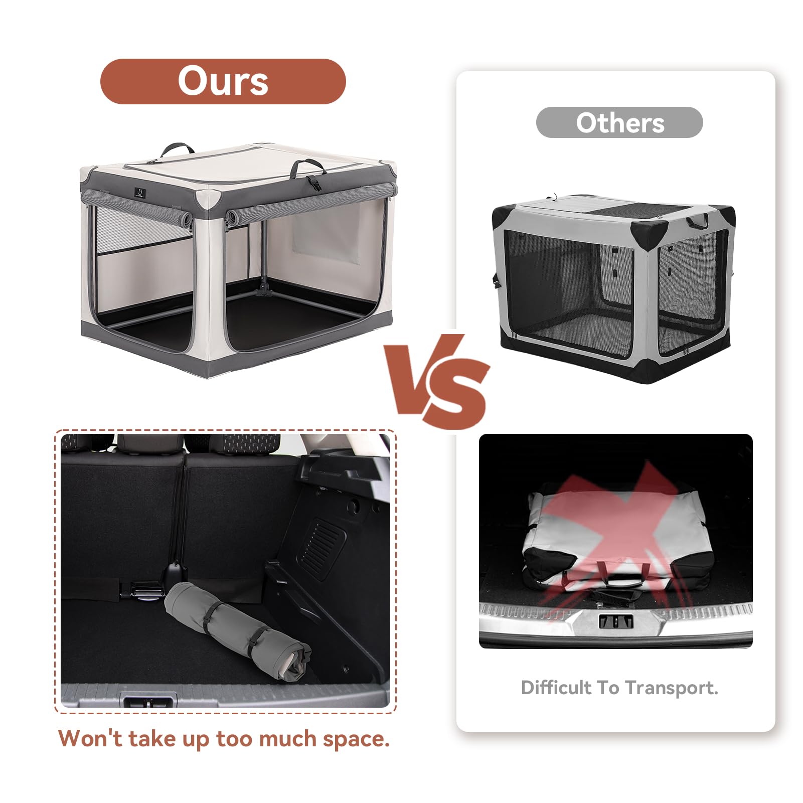 A4Pet Portable Dog Crate, Soft Dog Crate - 40 Inch Adjustable Stainless Steel Frame, Lightweight, Durable And Foldable Crate Wit