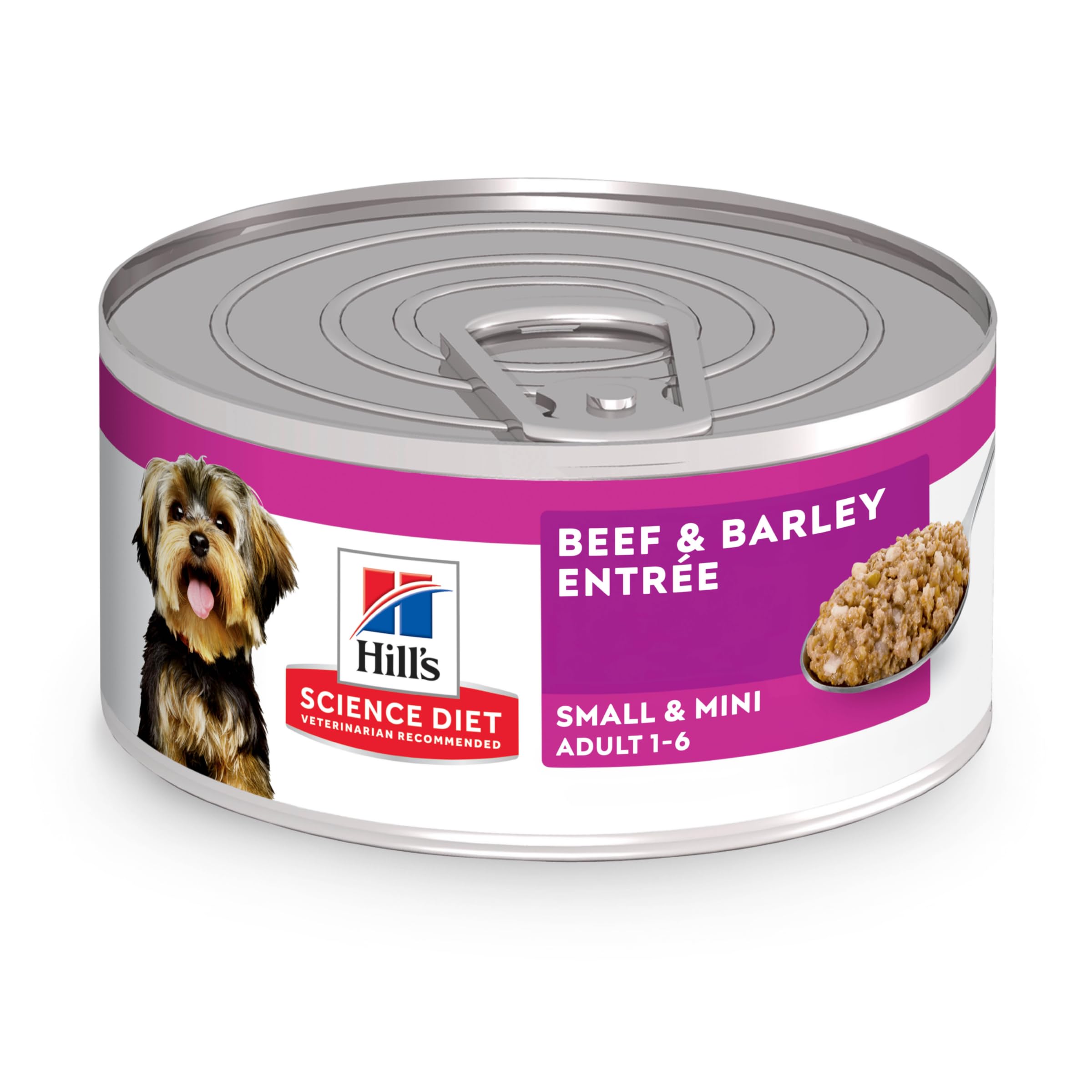 Hills Science Diet Small & Mini, Adult 1-6, Small & Mini Breeds Premium Nutrition, Wet Dog Food, Beef & Barley Loaf, 5.8 oz Can