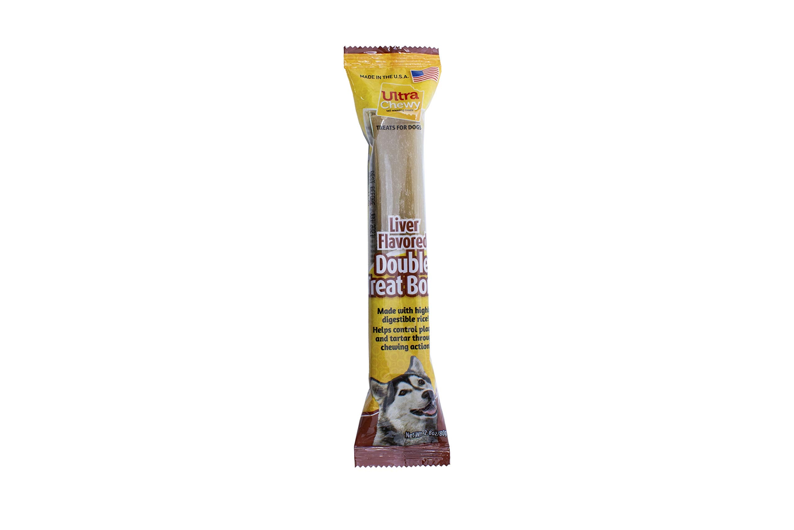 Ultra Chewy Liver, Double Treat Bones: Long-Lasting Dog Treats Made in USA for Large and Small Breeds, Highly Digestible, Ideal
