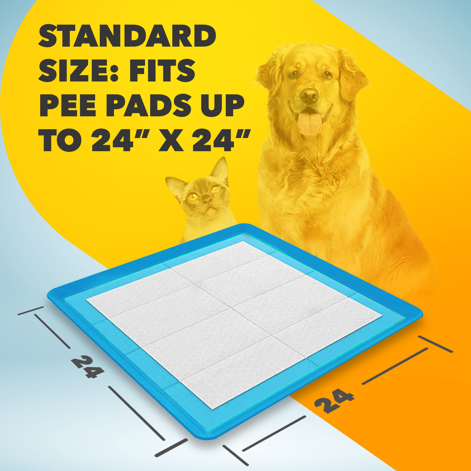 Skywin TidyFriend Pee Pad Holder Tray 24 x 24 Inches, Silicone Dog Potty Tray, Easy to Clean No Spill Dog Potty Training Pad Hol