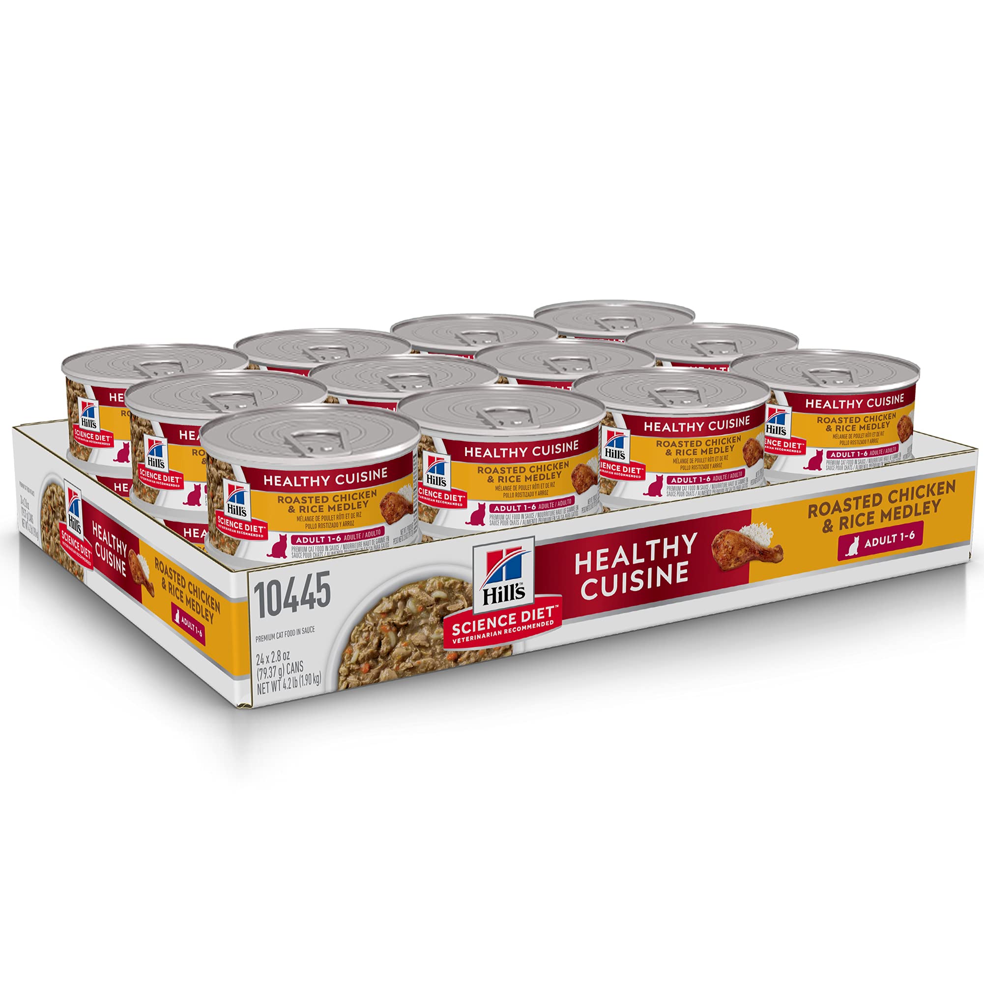 Hill's Science Diet Healthy Cuisine Wet Cat Food, Roasted Chicken & Rice Stew, 2.8 oz Can, Case of 24, Adult 1-6, White