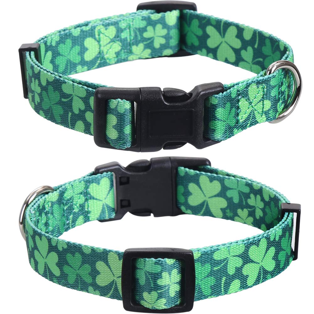2 Pack St.Patrick'S Day Dog Collar Adjustable Four Leaf Clover Medium
