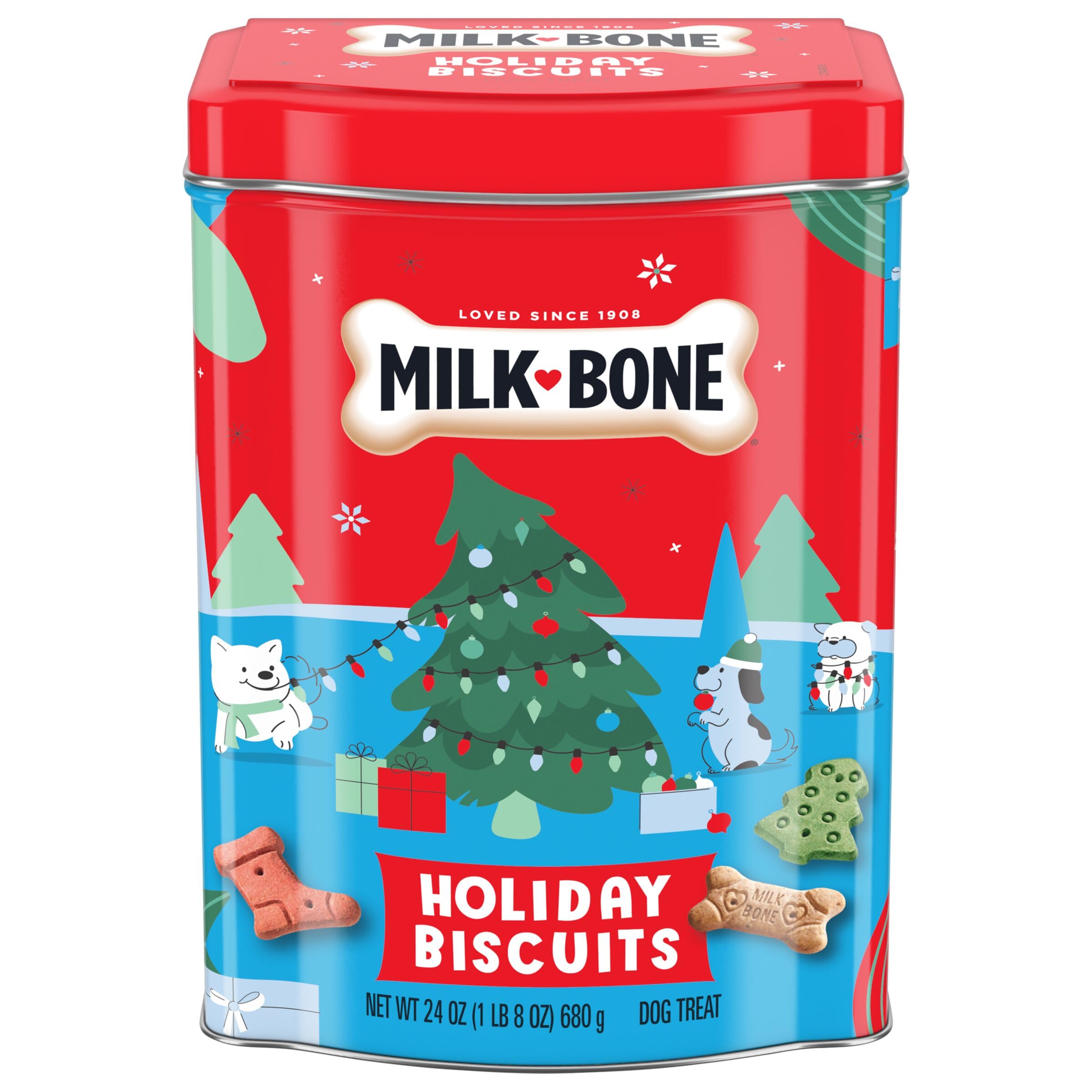 Milk-Bone Limited Edition Holiday Dog Treats, Small Biscuits, 24 Ounce Reusable Tin