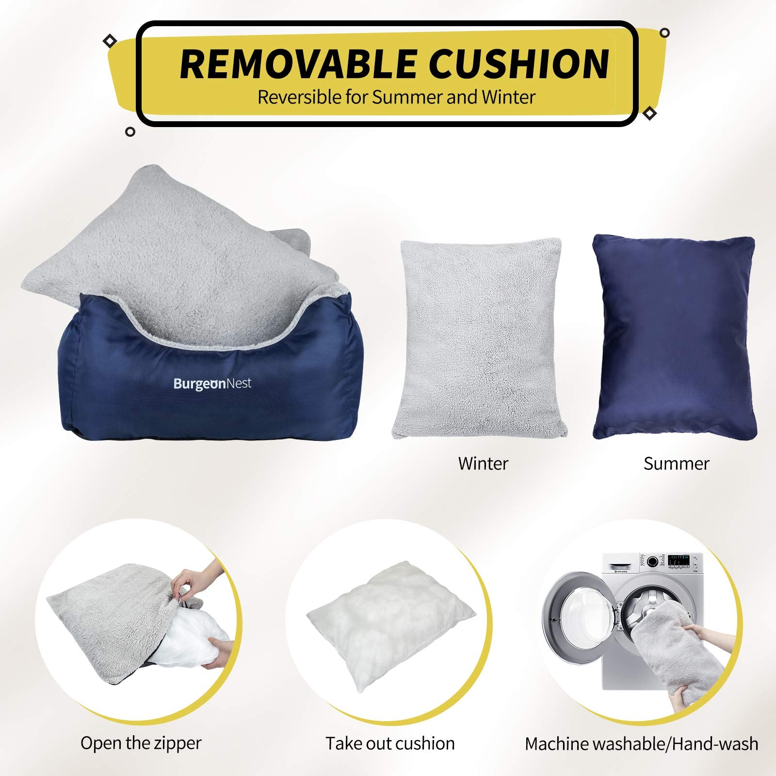 Burgeonnest Dog Car Seat For Small Dogs, Fully Detachable And Washable Cat Carseats Under 25 Lbs, Soft Pet Booster Seats With Storage Pockets And Clip-On Leash Portable Car Travel Carrier Bed, Blue