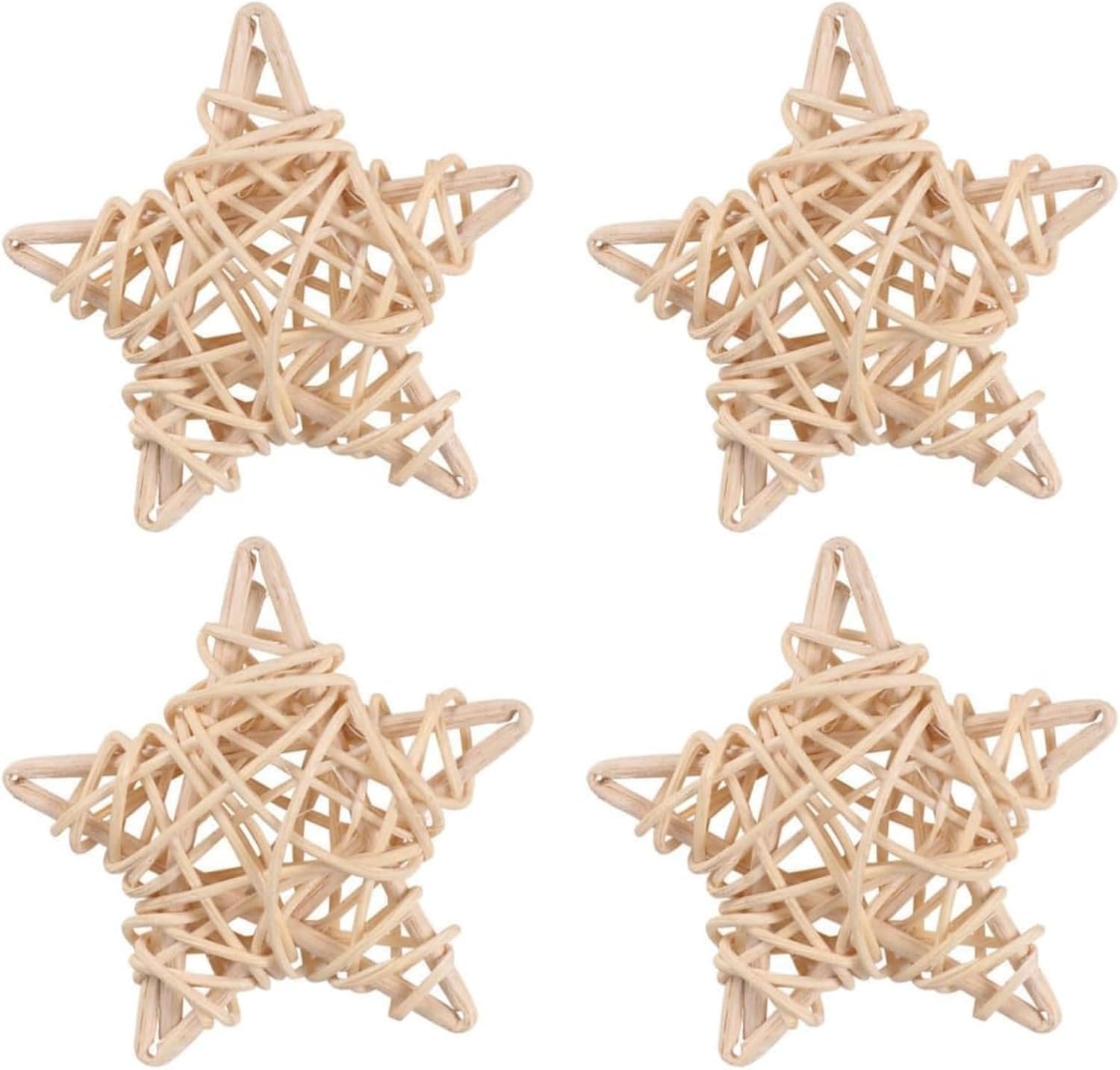 WNHNO 4Pcs Heart-Shaped Chew Toys for Rabbits, Hamsters, Guinea Pigs and Chinchillas, Natural Rattan Dental Chews for Small Anim