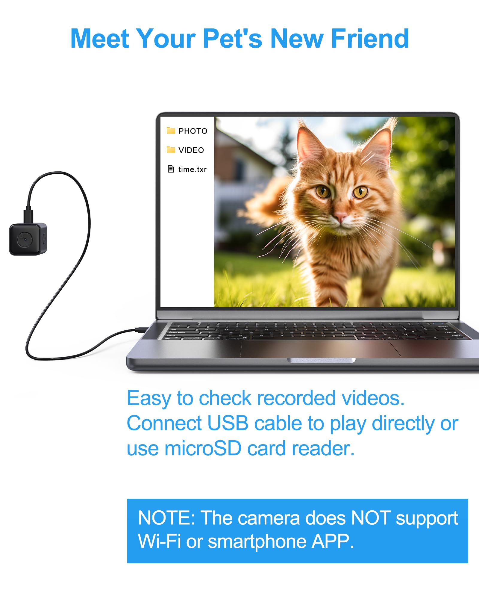 Luminicam Cat/Dog Camera Collar, 1080P Video Recording Cameras For Pets,M-Size,No App,No Wi-Fi, Medium-Size Dog Collar Camera, P