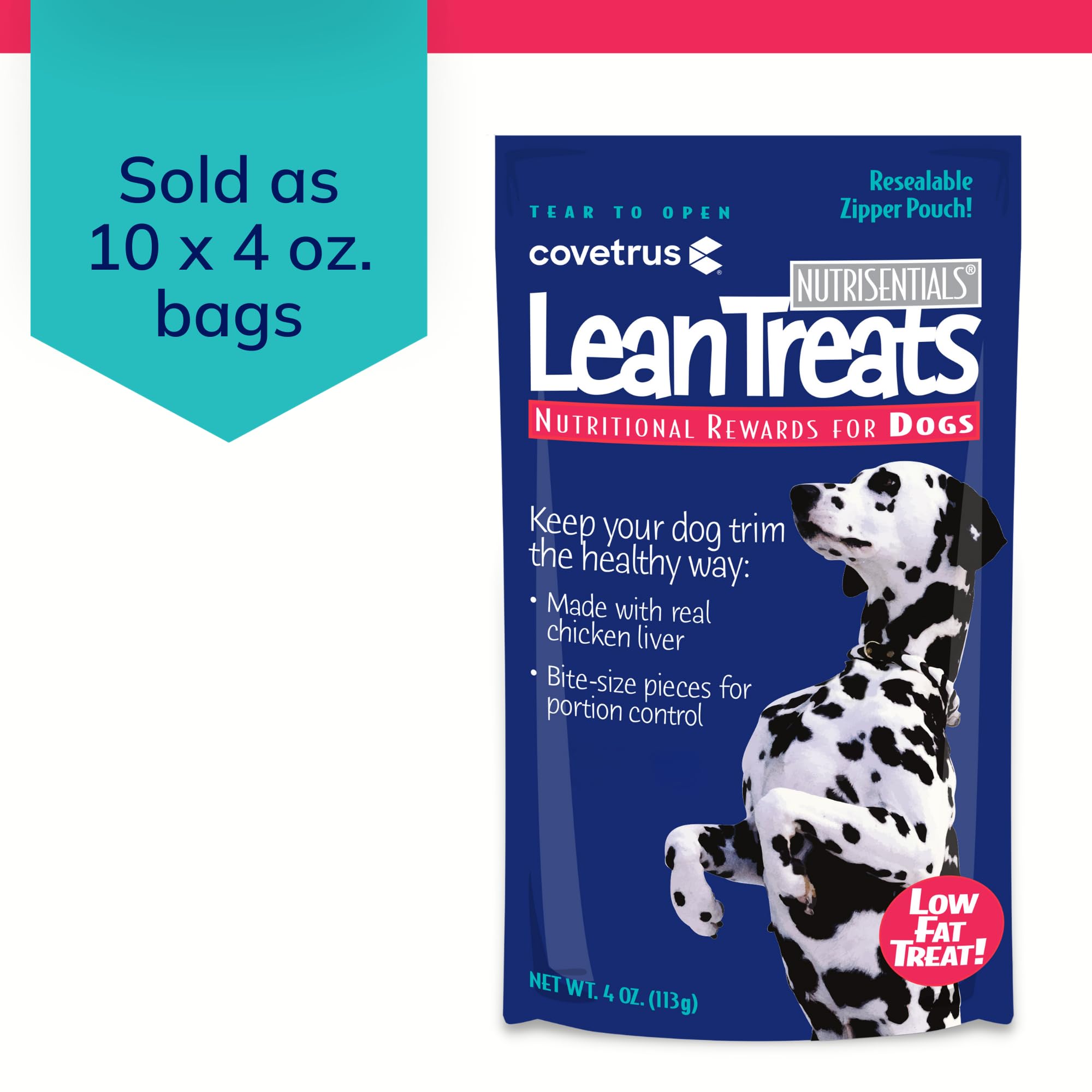 Covetrus Nutrisential Lean Dog Treats - Low Fat Chicken Flavor - 4oz (Pack of 10) - Soft Treats for Small & Medium Dogs