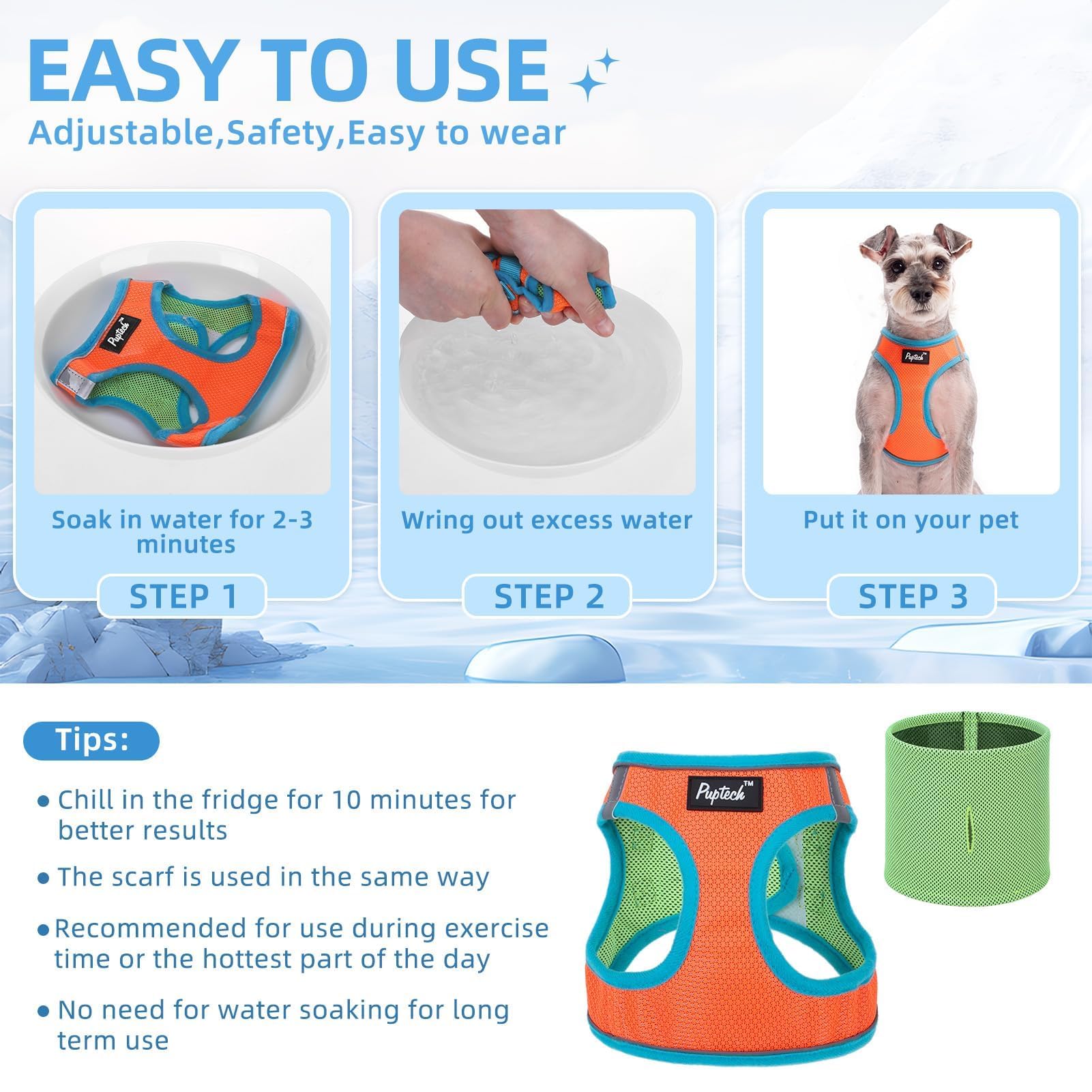 Pupteck Adjustable Dog Harness Collar And Leash Set Step In No Pull Pet Harness For Small Medium Dogs Puppy And Cats Outdoor Walking Running, Soft Mesh Padded Reflective Vest Harnesses, Orangered L