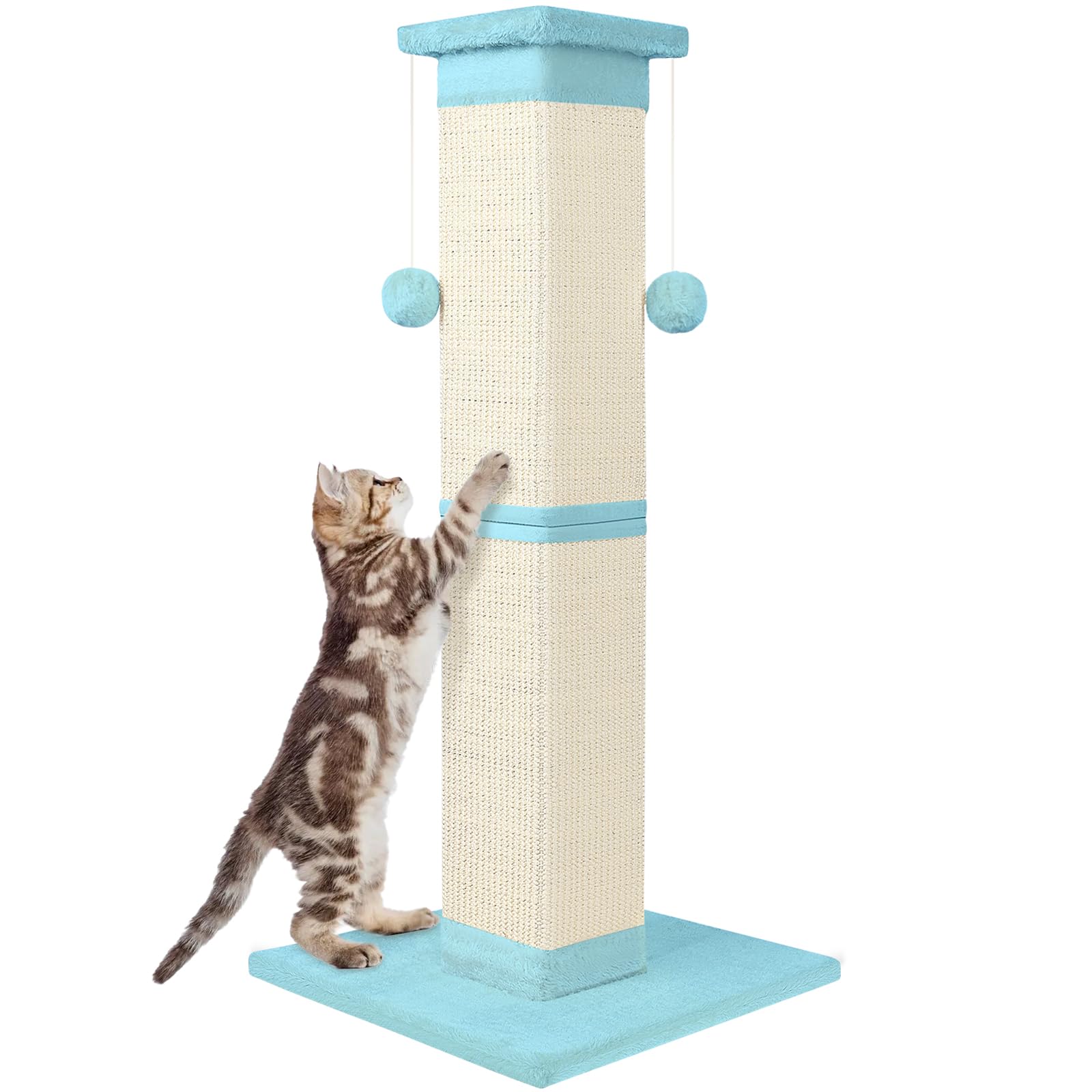 Cat Scratching Post 33 Inch Nature Sisal Cat Scratch Post for Indoor Cats, Large Cat Scratcher Protect Your Furniture, Cyan