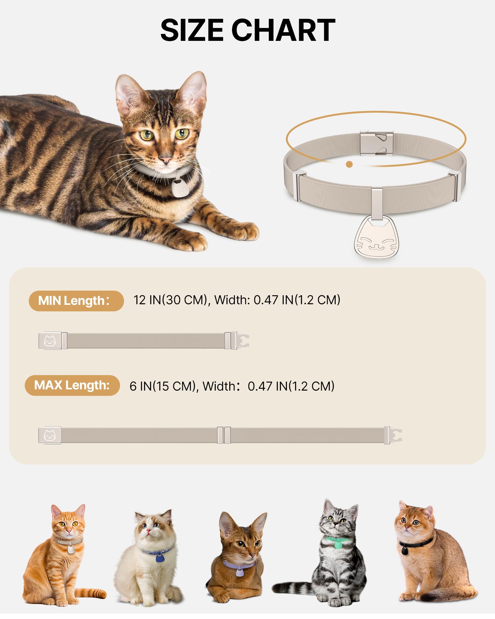 Cat Collar With Name Tag Breakaway: Kitten Collars With Qr Code Id Tag For Girl Boy Cats, Ultra Soft & Elastic Adjustable (6'-1