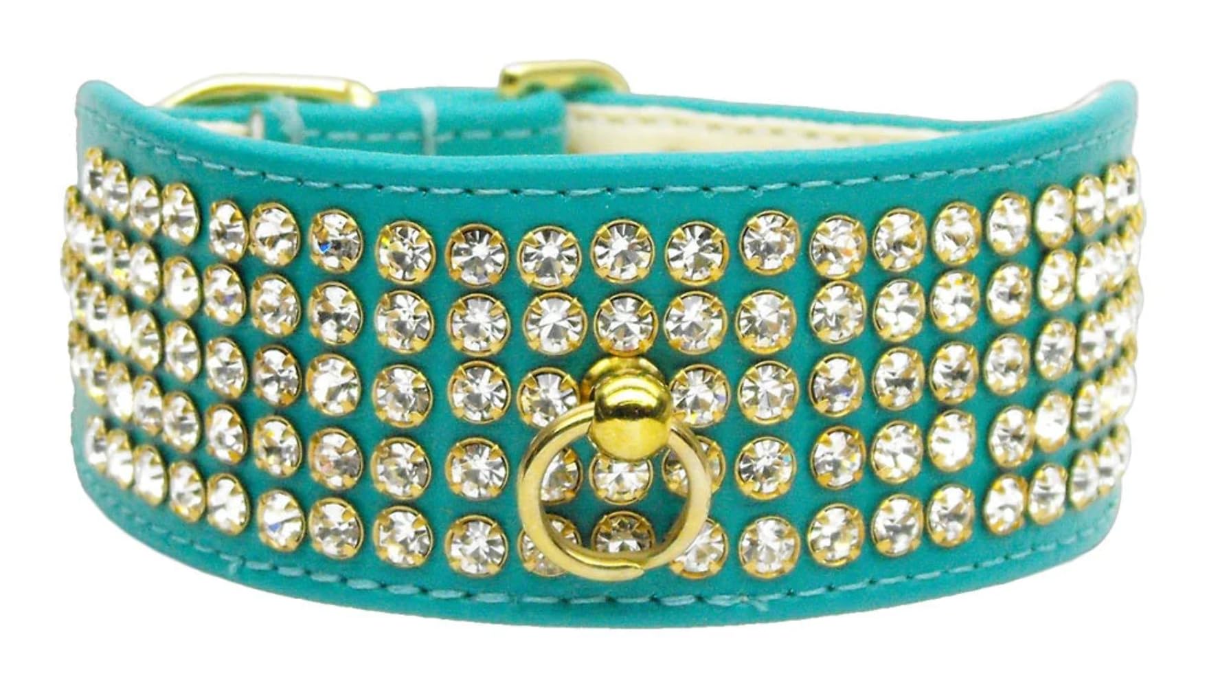 Dog, Puppy & Pet Collar, Five Row Clear Crystal Silver 16