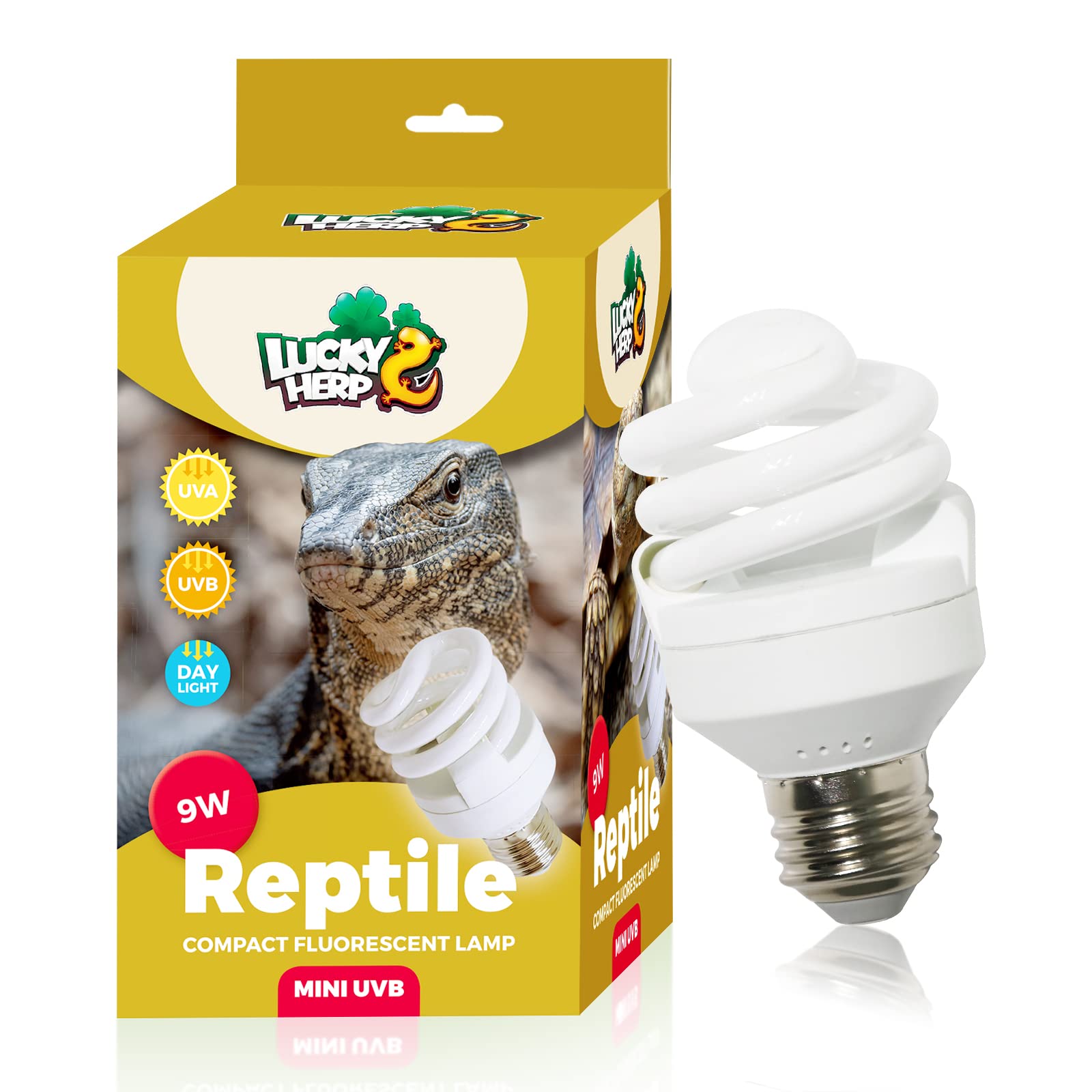 Lucky Herp Mini Uva Uvb Reptile Light 10.0 9W, Uvb Bulb For All Desert Dwelling Reptiles, Compact Fluorescent Reptile Uvb Bulb F