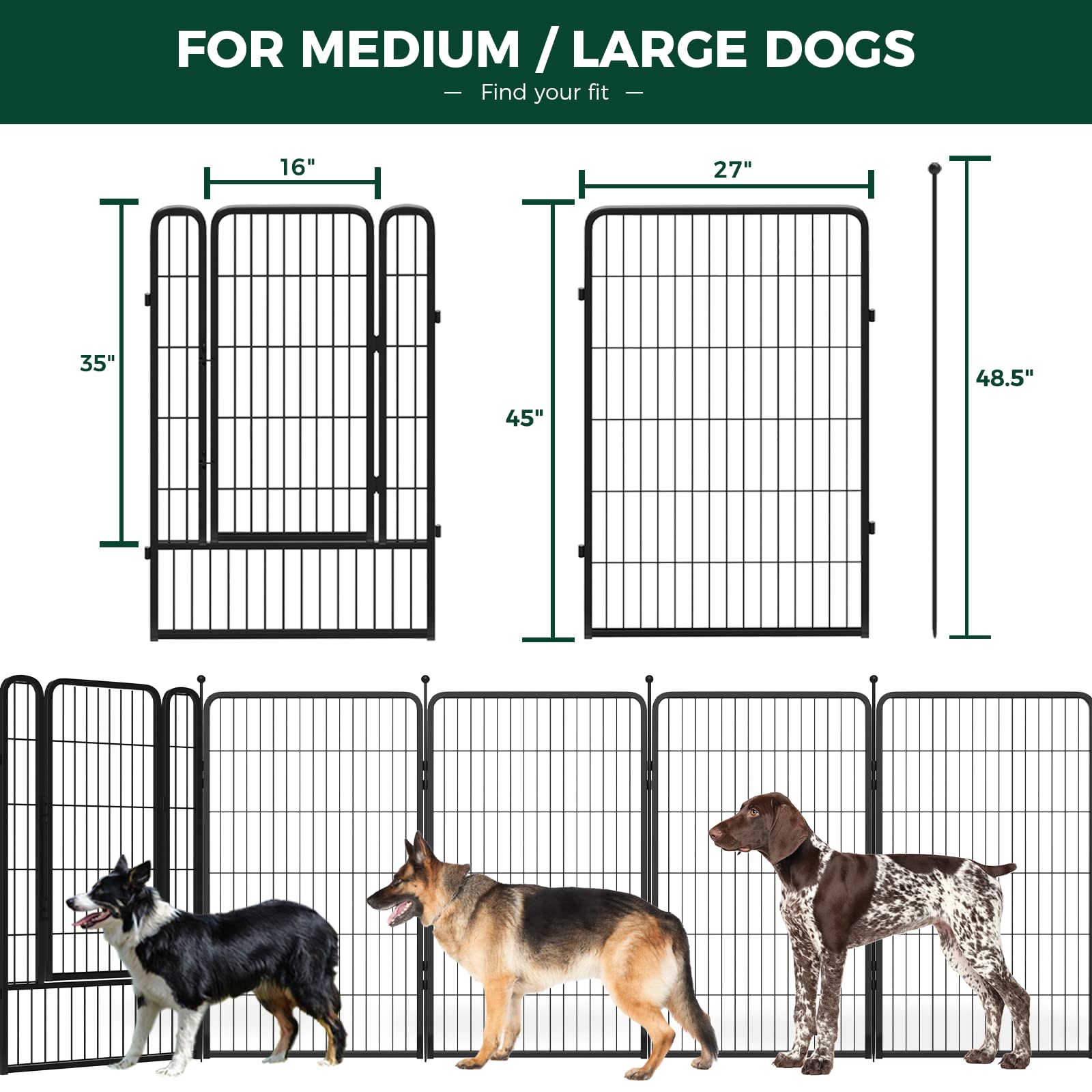 Fxw Rollick Dog Playpen For Yard, Rv Camping, 45 Inch 48 Panels For Large Dogs│Patented