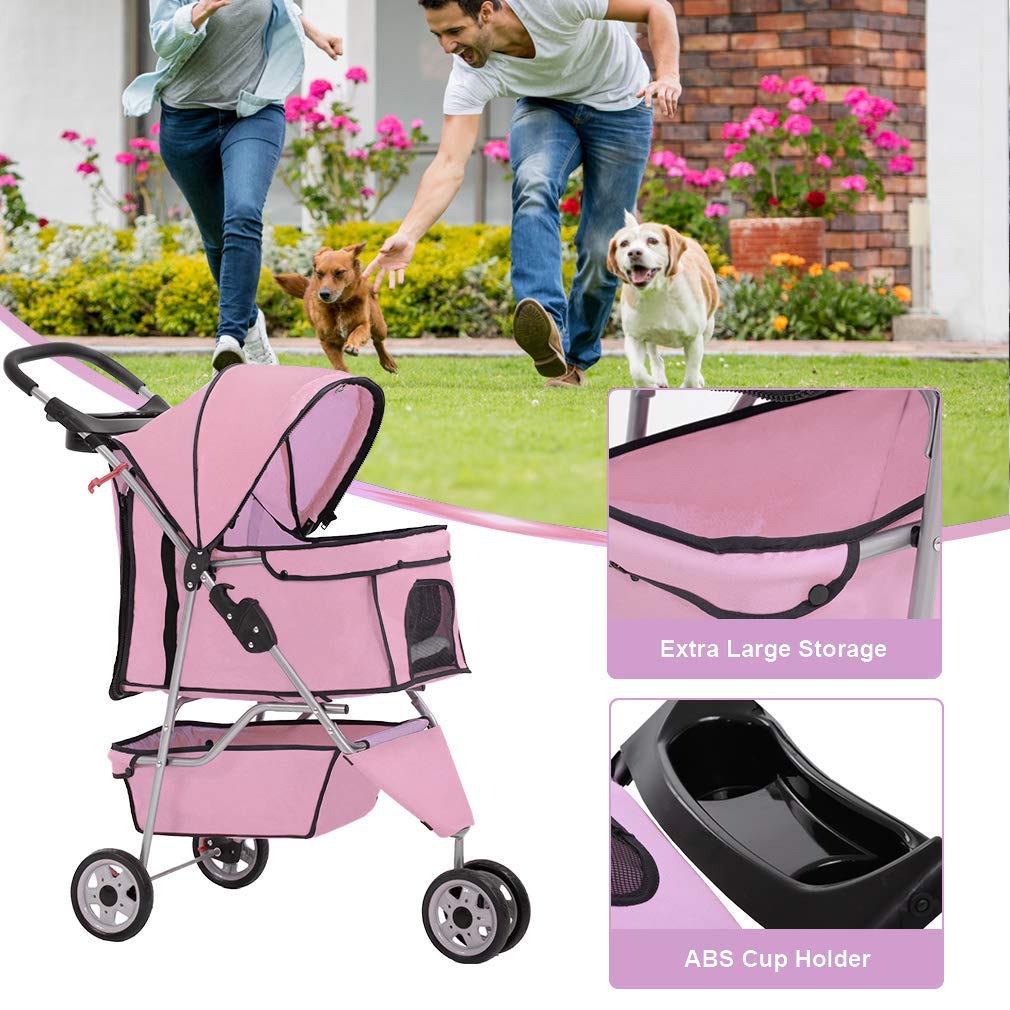Bestpet 3 Wheels Pet Dog Stroller Cat Cage For Medium Small Dogs Cats Travel Folding Carrier Waterproof Puppy Stroller With Cup