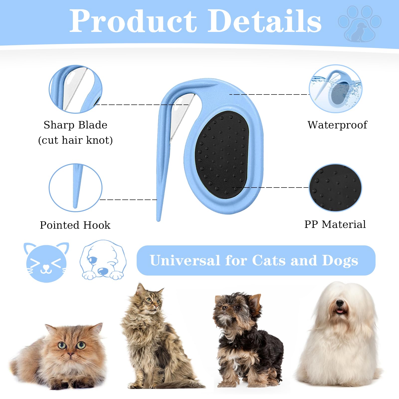 Knotting And Grooming Comb - Multifunctional Pet Hair Removal Tool For Cats, Dogs, Knot Remover And Opener For Loose, Knotted Ha