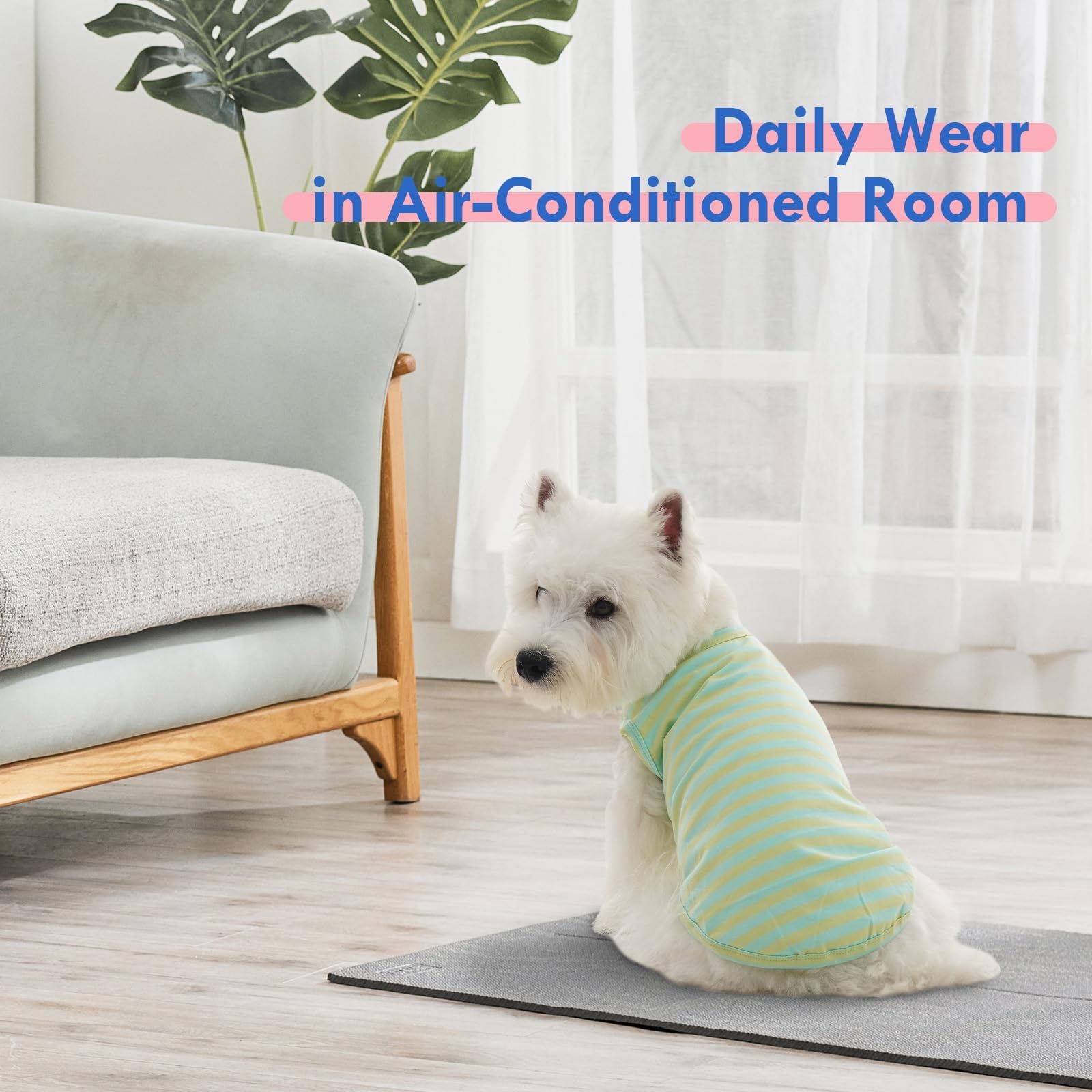 3 Pack Green Striped And Solid Dog T Shirt For Medium Dogs Boy,Large Sleeveless French Bulldog Shirts,Summer Outing Grassland Se